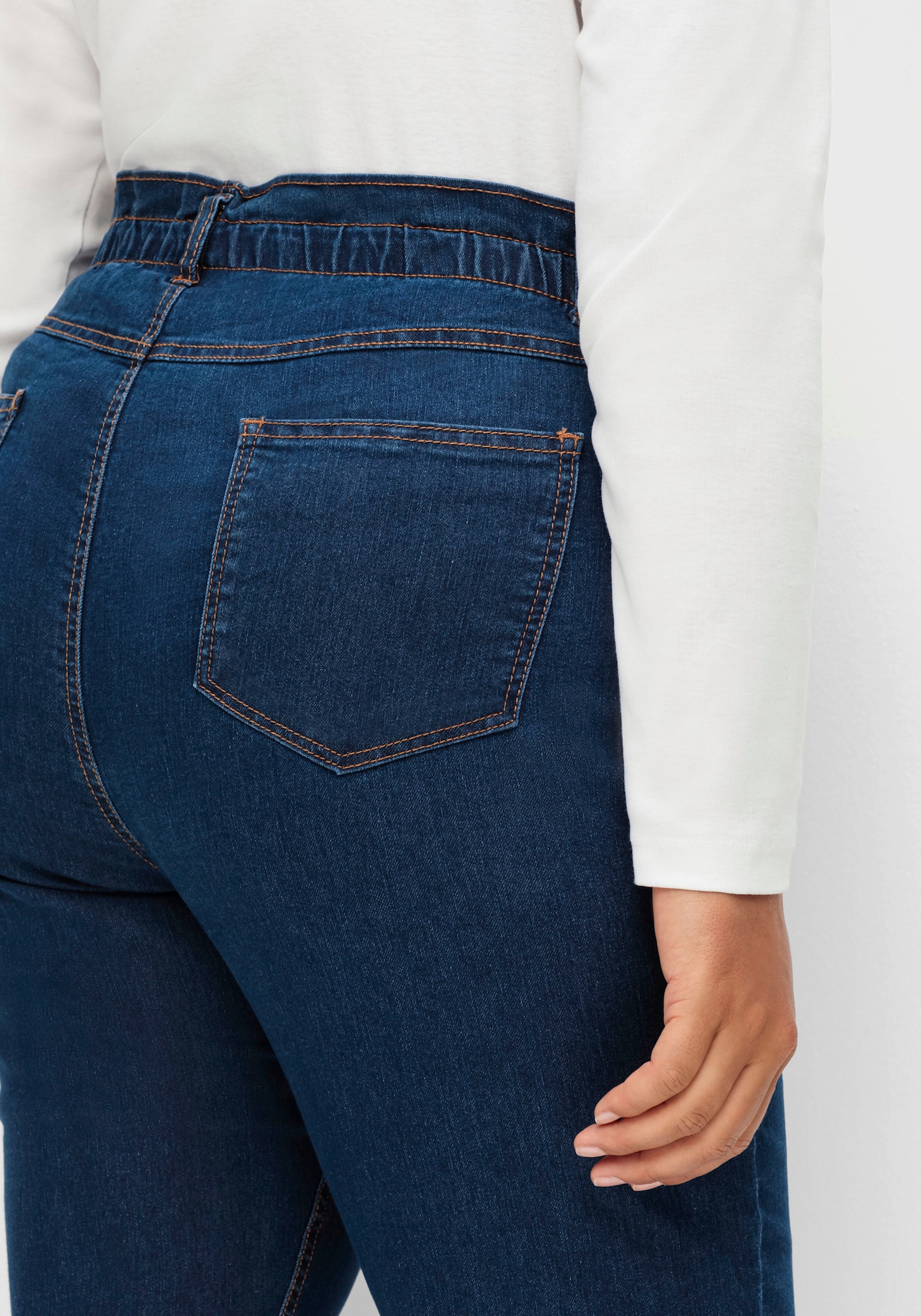 Jeans im Paperbag-Schnitt - blue-stone-washed