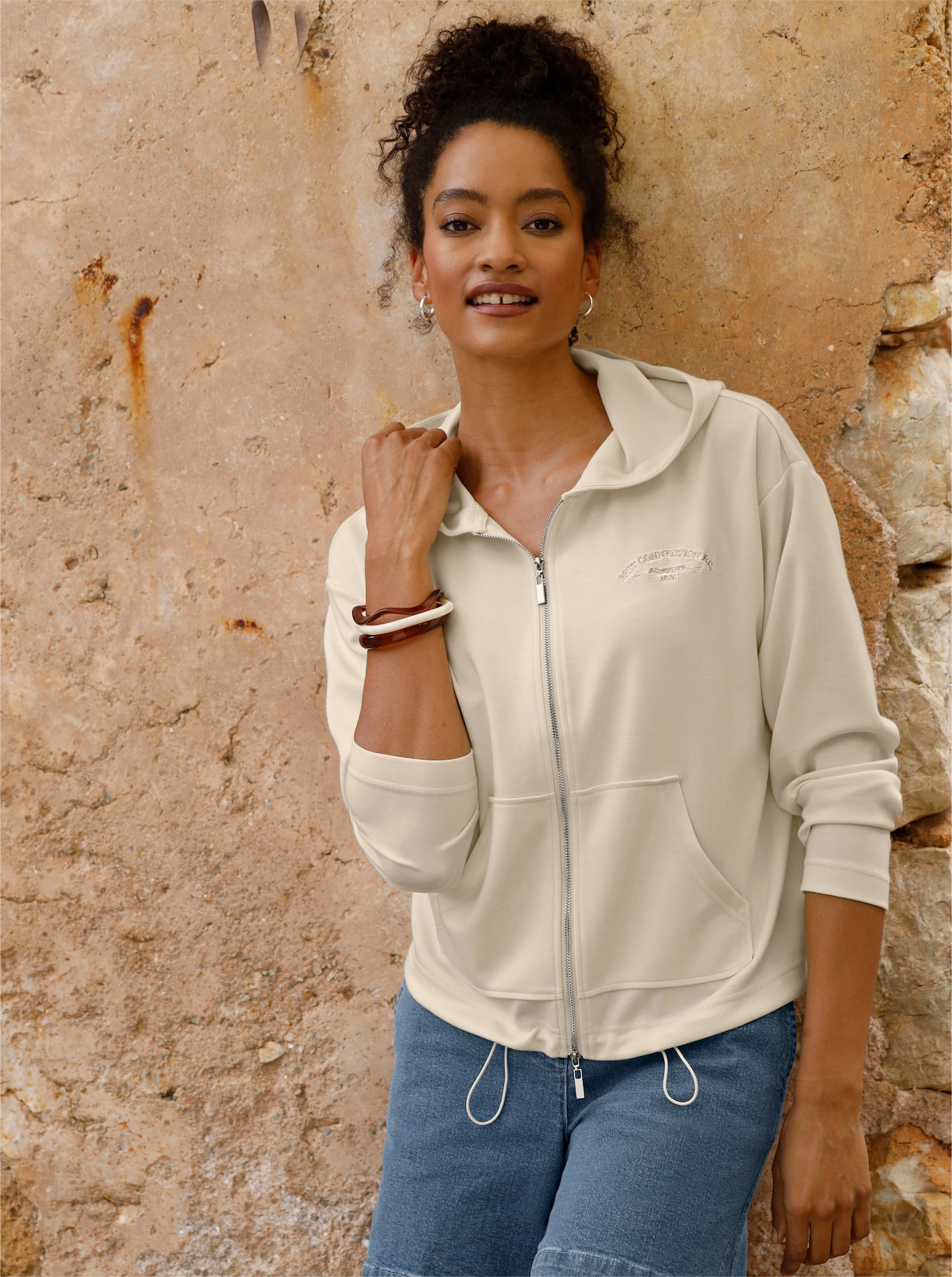 heine Sweatjacke mit Kapuze - champagner