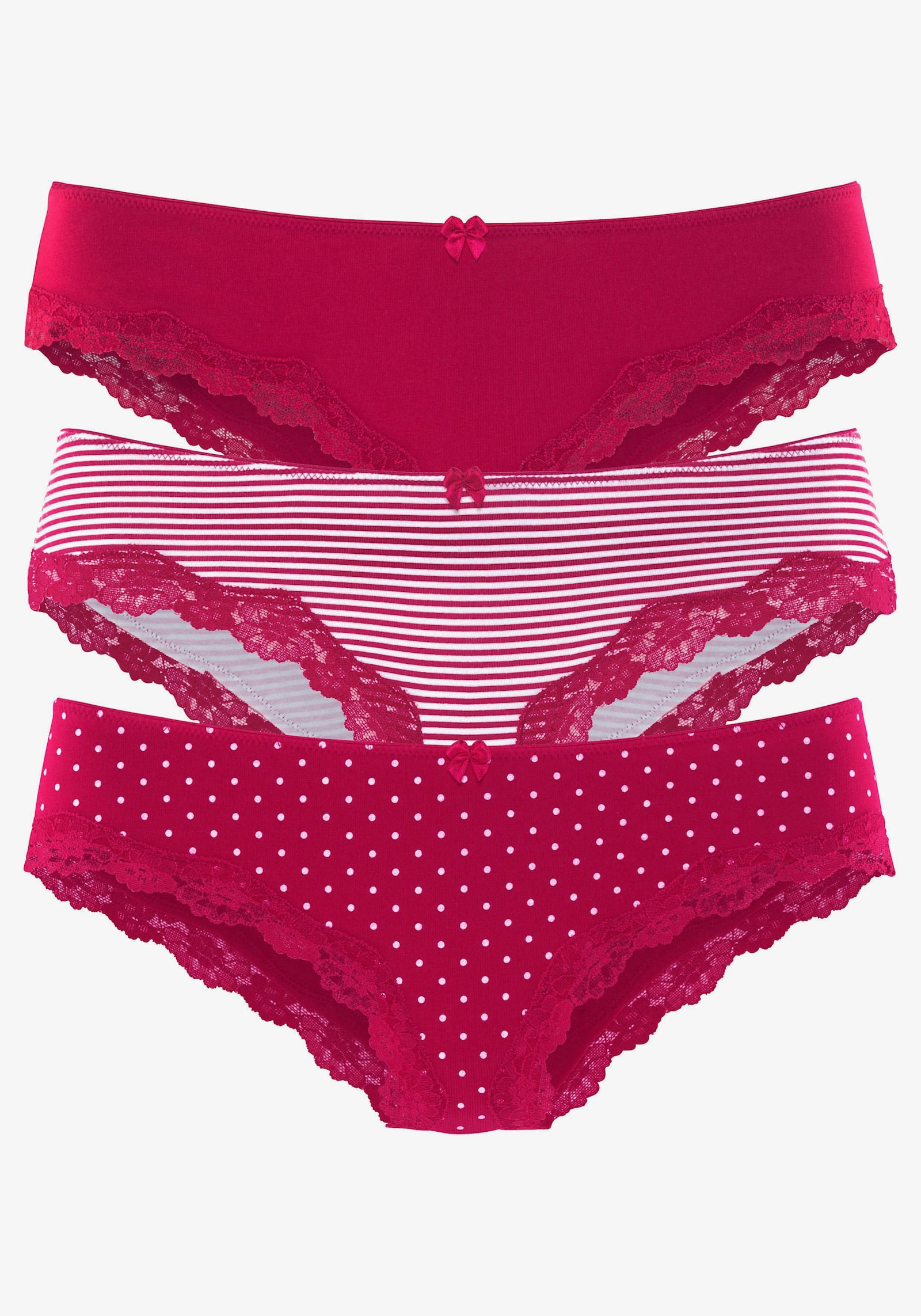 LASCANA Slip - rot-gestreift, uni, gepunktet