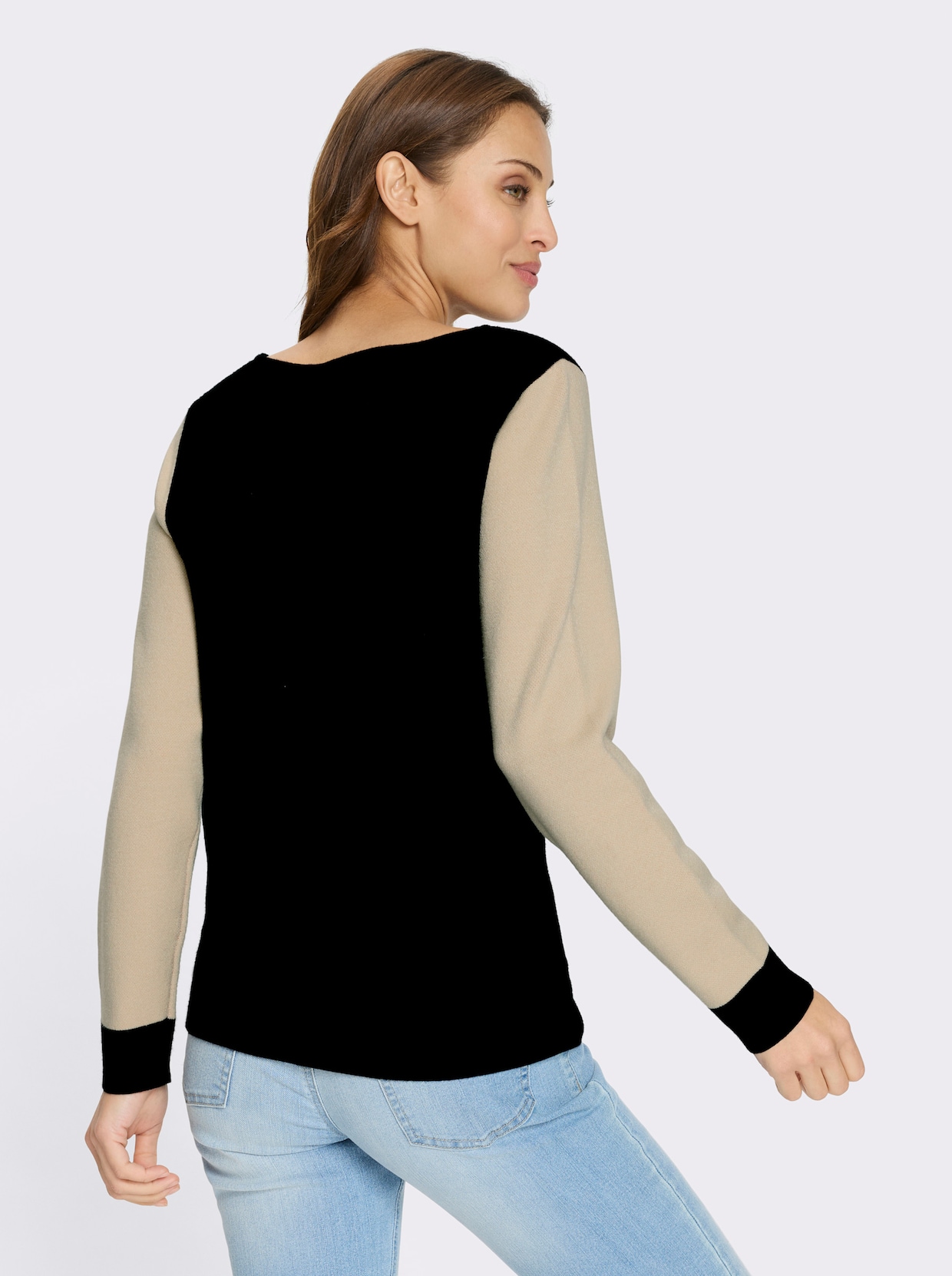 Langarm-Pullover - schwarz-sand-gemustert