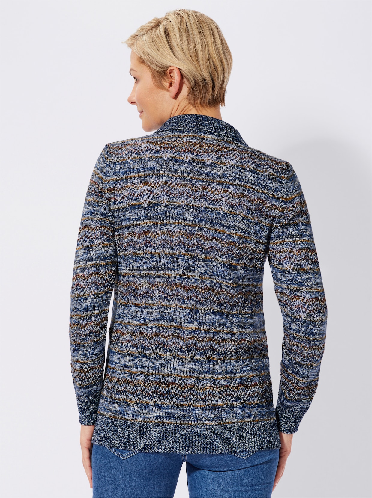 Strickjacke - blau-gemustert