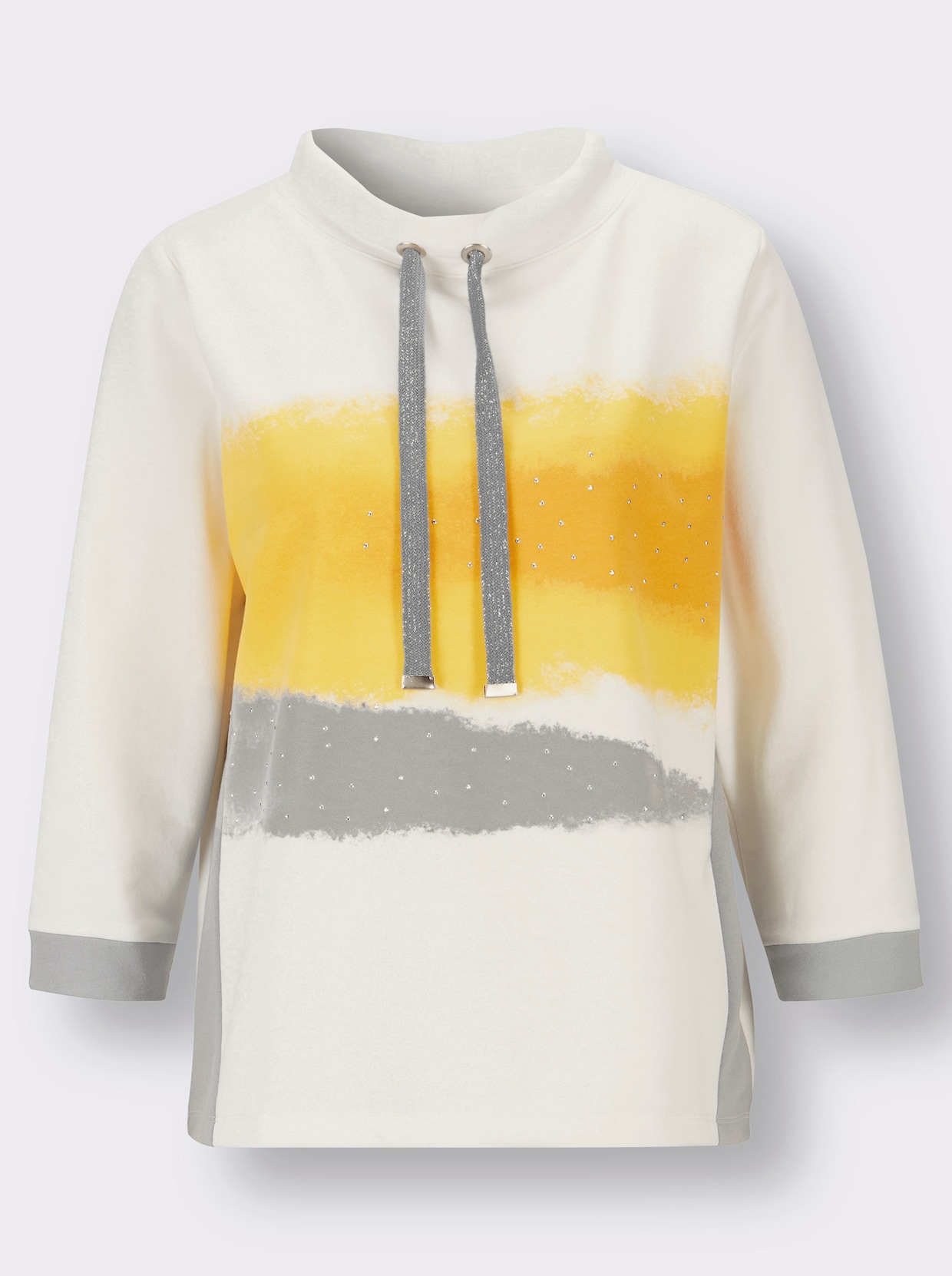 Sweatshirt - weiss-steingrau-bedruckt