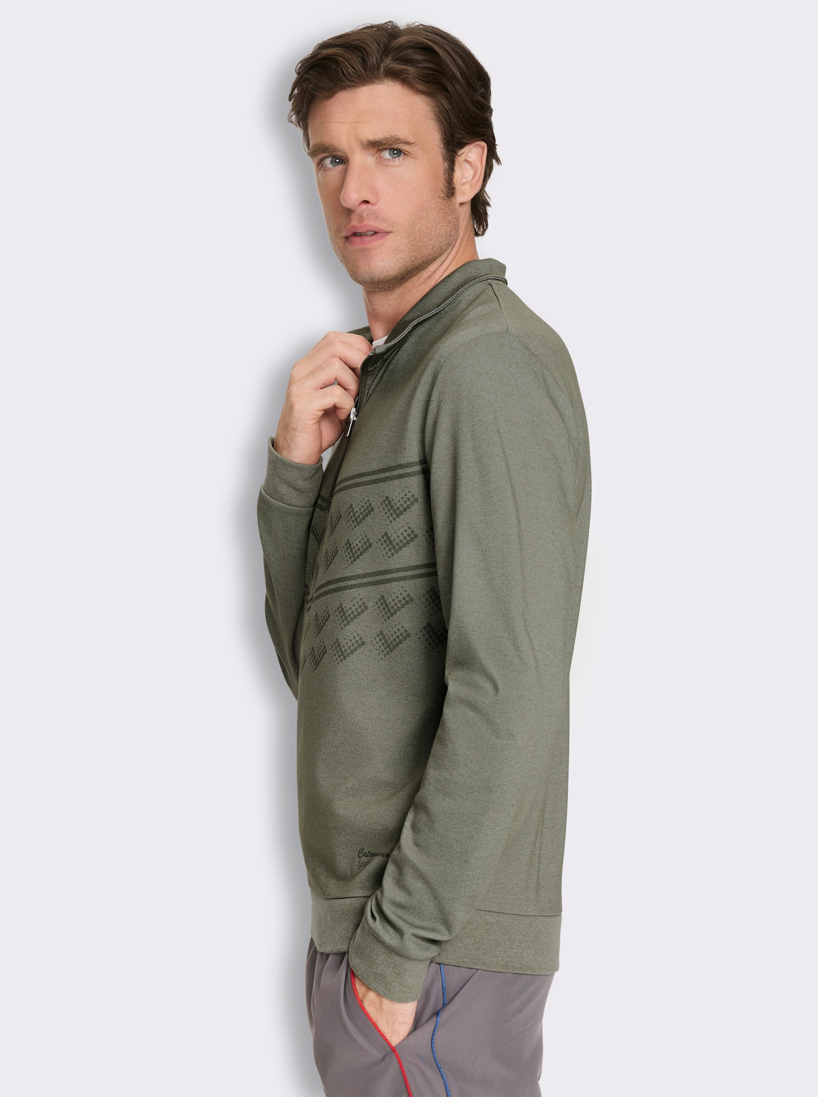 Catamaran Sports Funktionsshirt mit Reißverschluss - khaki-meliert