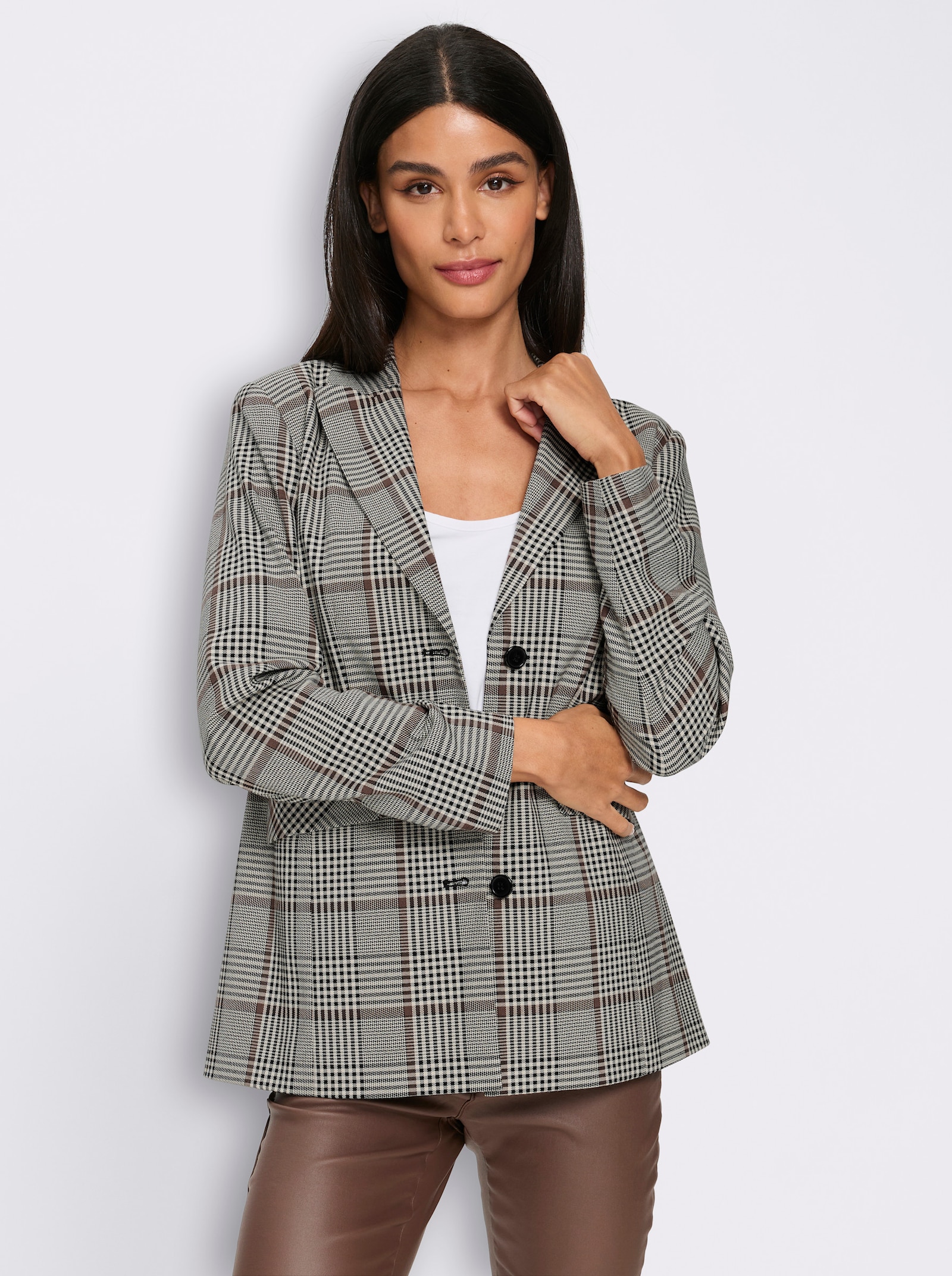 heine Blazer im Karo-Dessin - champagner-schwarz-kariert