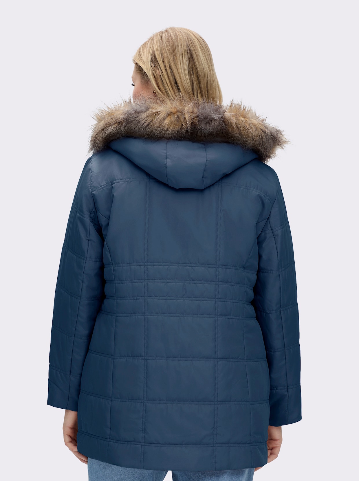 Steppjacke mit abnehmbarer Kapuze, wattiert - dunkelblau