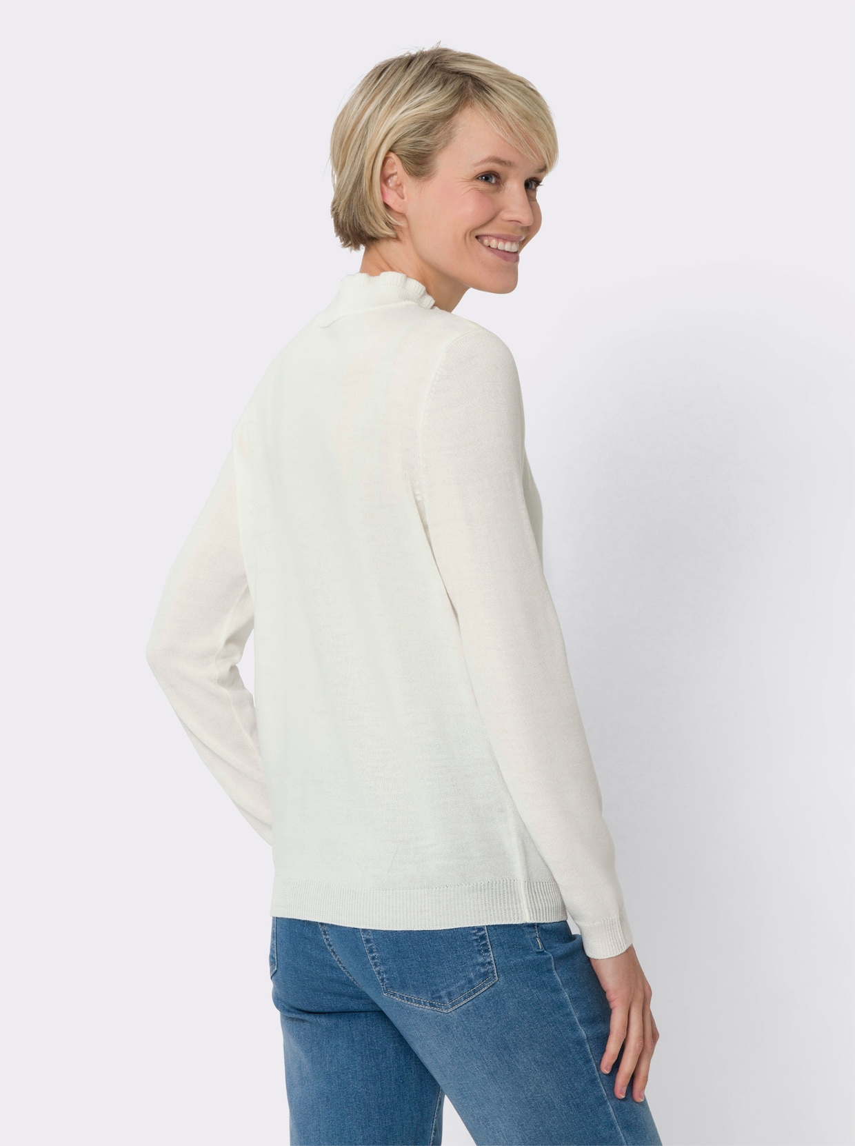 Pullover met opstaande kraag - ecru