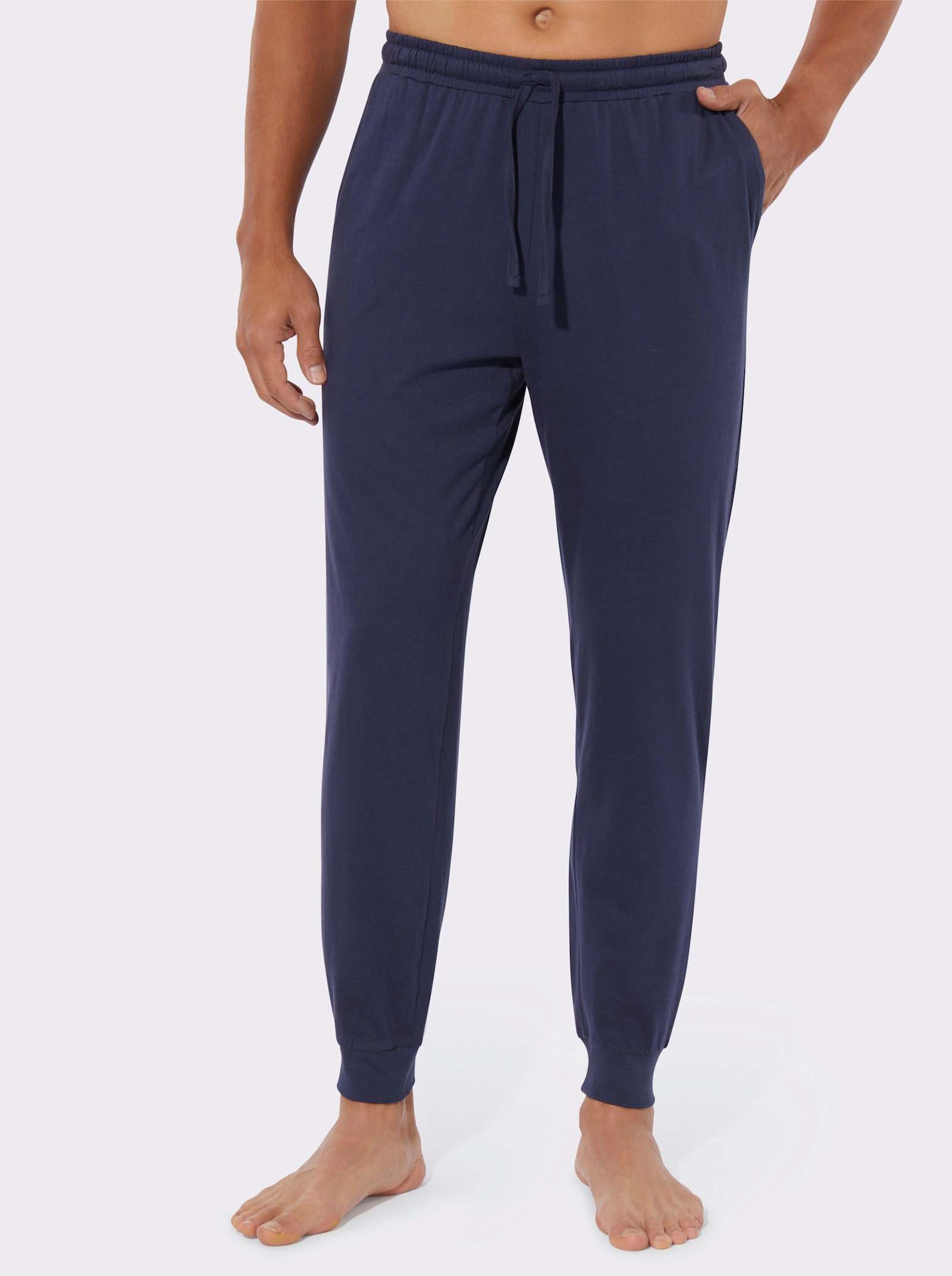 Jerseyhose mit elastischen Rippbündchen - marine