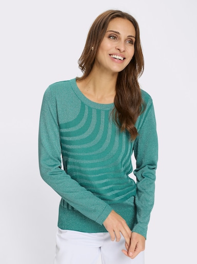 Pullover mit Wellen-Muster - smaragd