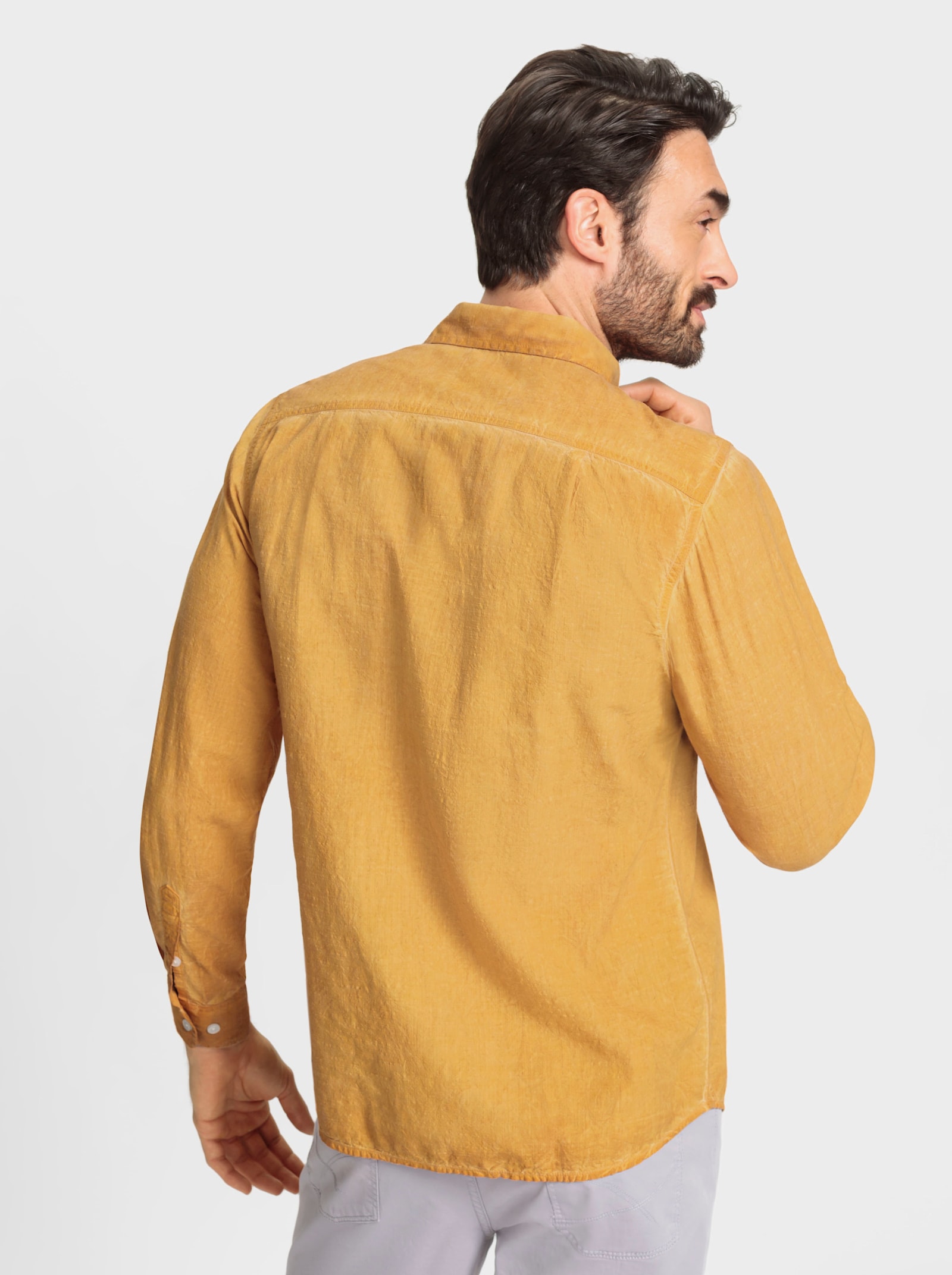 Marco Donati Langarmhemd in Oil-dyed-Waschung - ocker