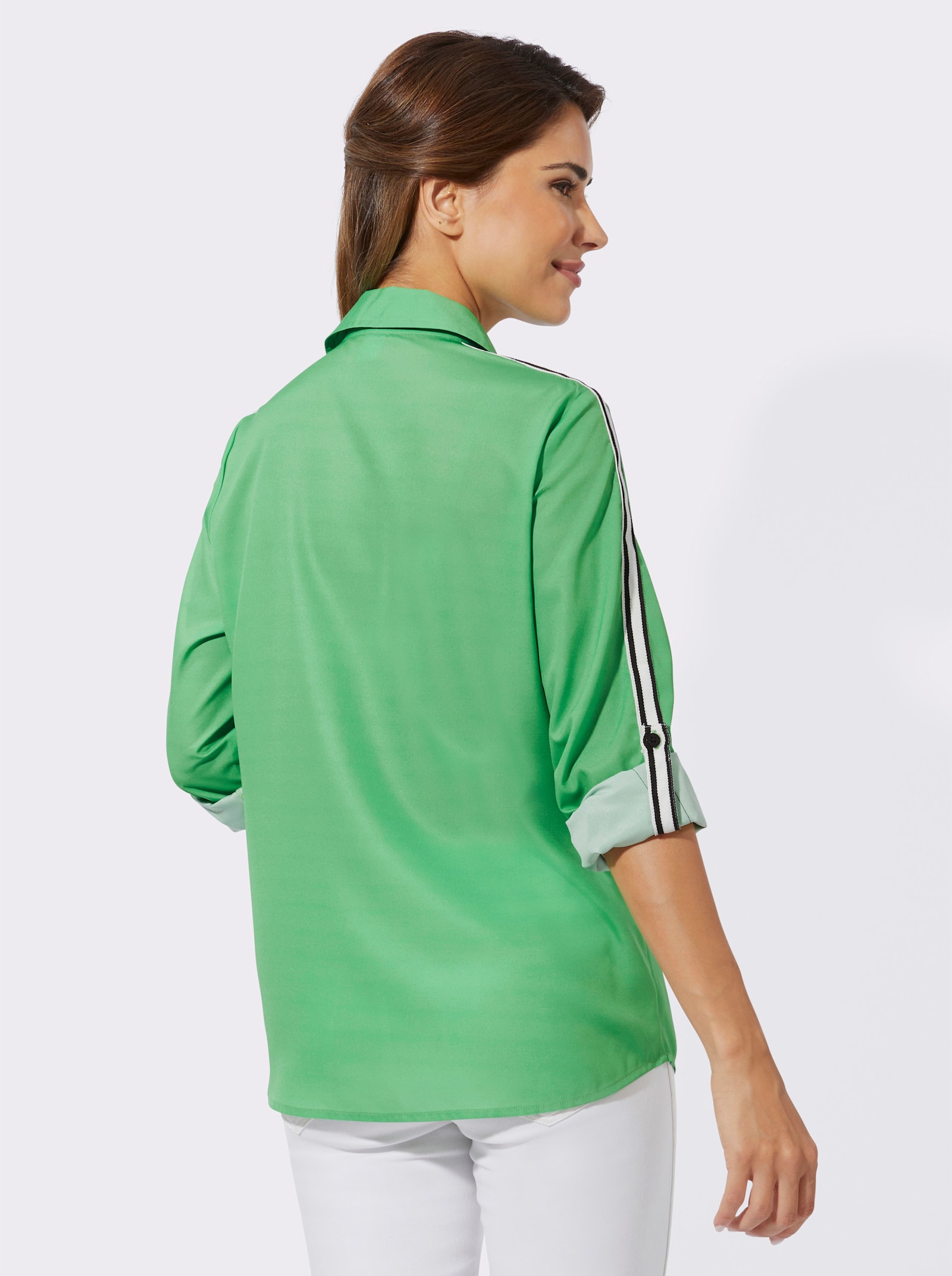 Hemdbluse mit Kontraststreifen - apfel