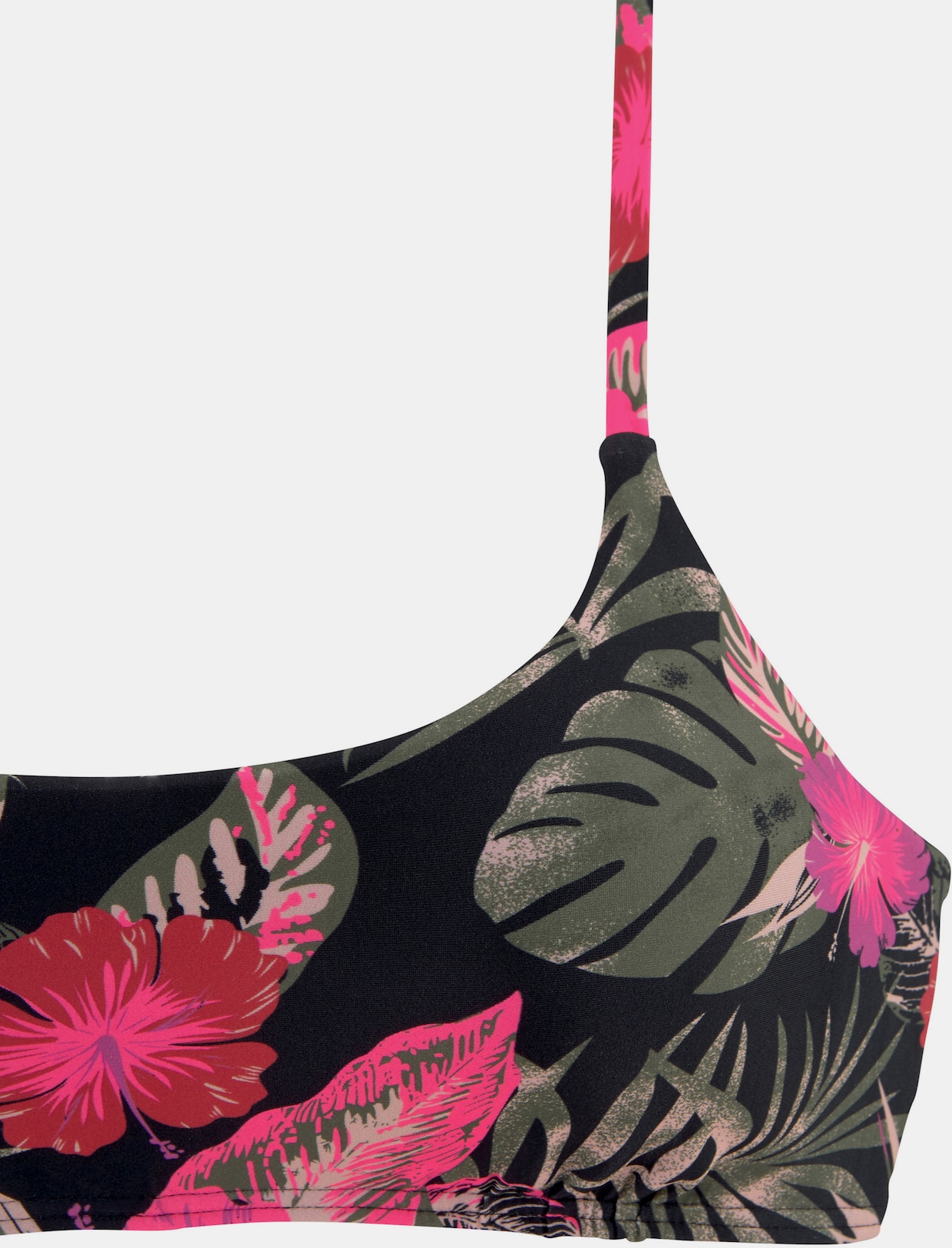 LASCANA Bustier-Bikini-Top - schwarz-pink-bedruckt