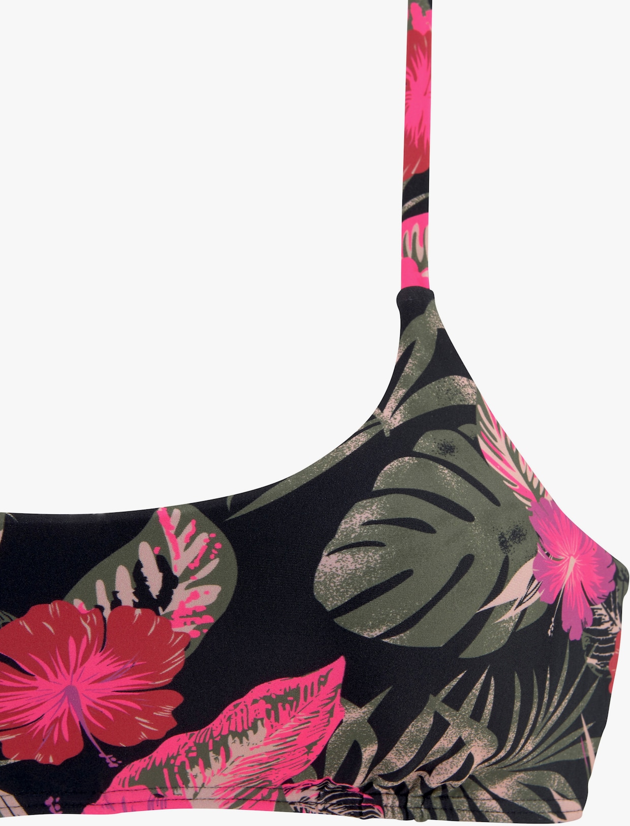 LASCANA haut de bikini bustier - noir-fuchsia imprimé