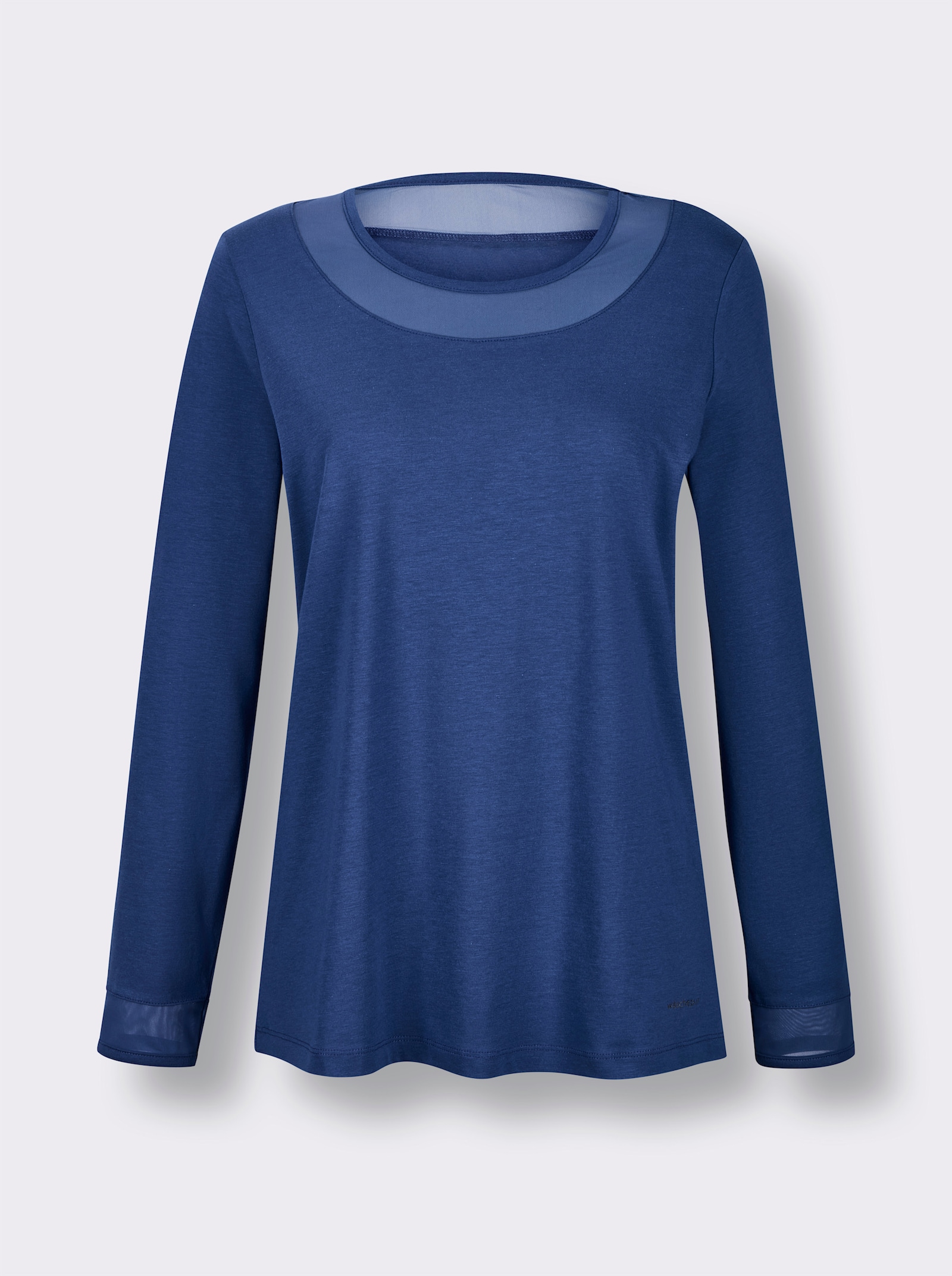 wäschepur Schlafanzugshirt mit Mesh-Details - royalblau