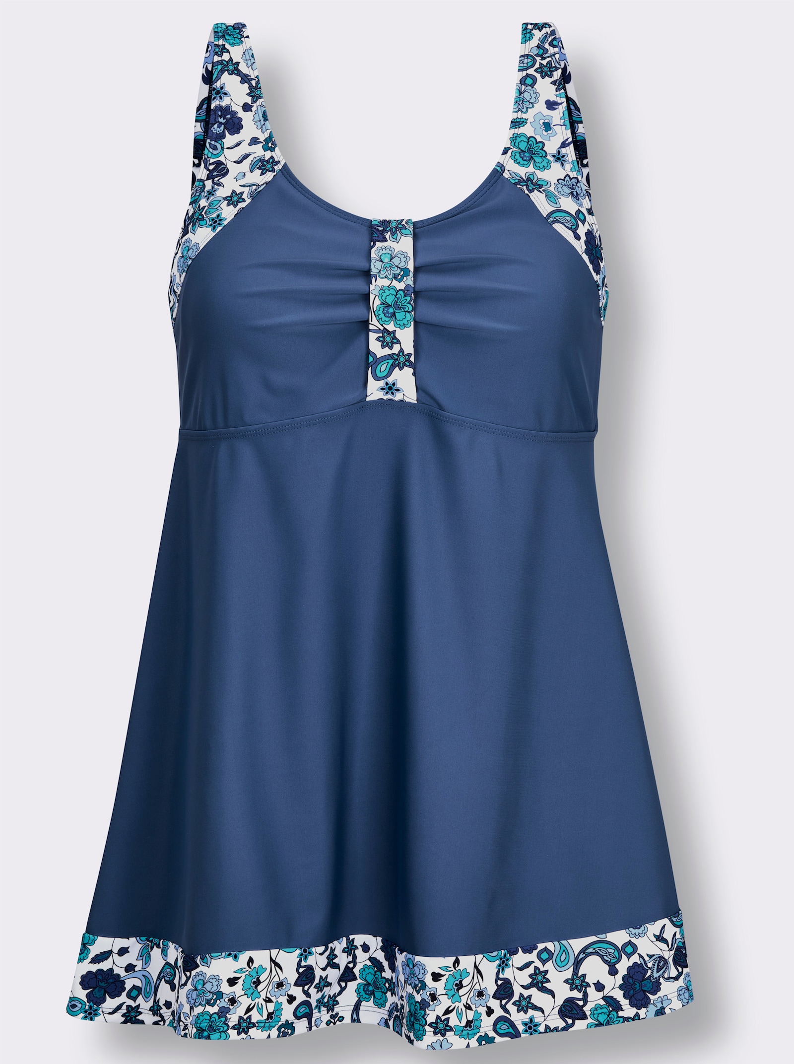feel good Tankini-Oberteil mit Raffung - jeansblau-topas-bedruckt