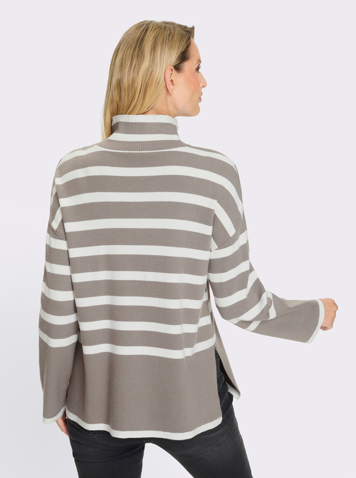 heine Streifenpullover - taupe-ecru-geringelt