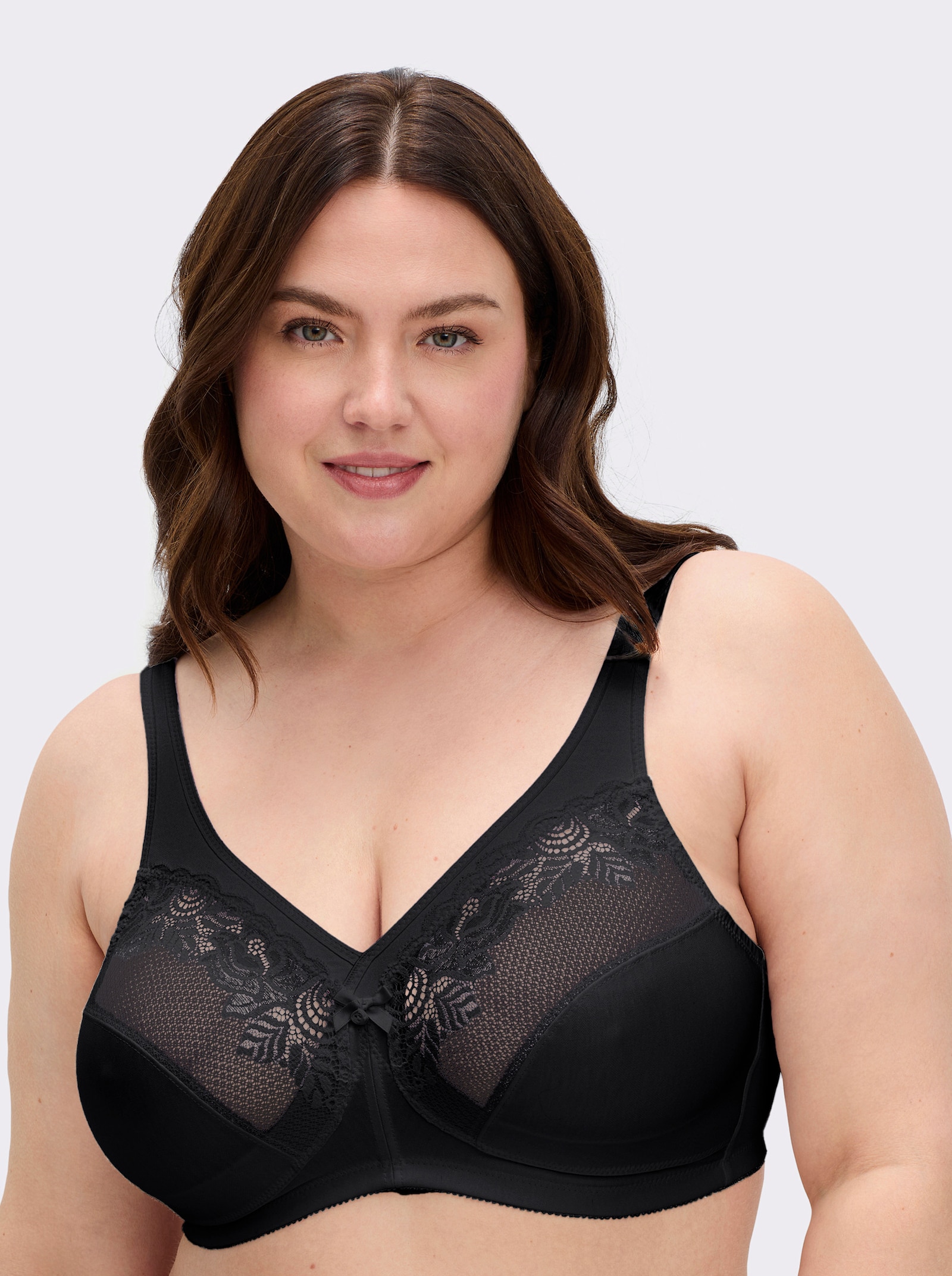 Glamorise Minimizer-BH ohne Bügel mit Spitzeneinsatz - schwarz