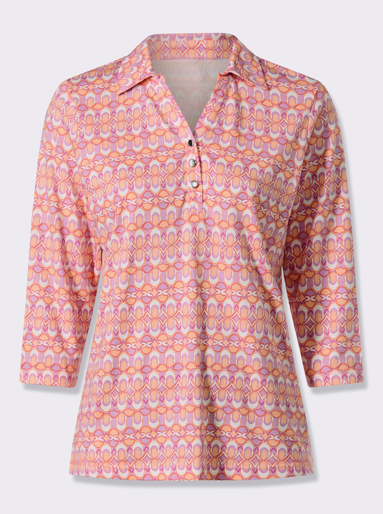 Poloshirt - ecru-orchidee-bedruckt