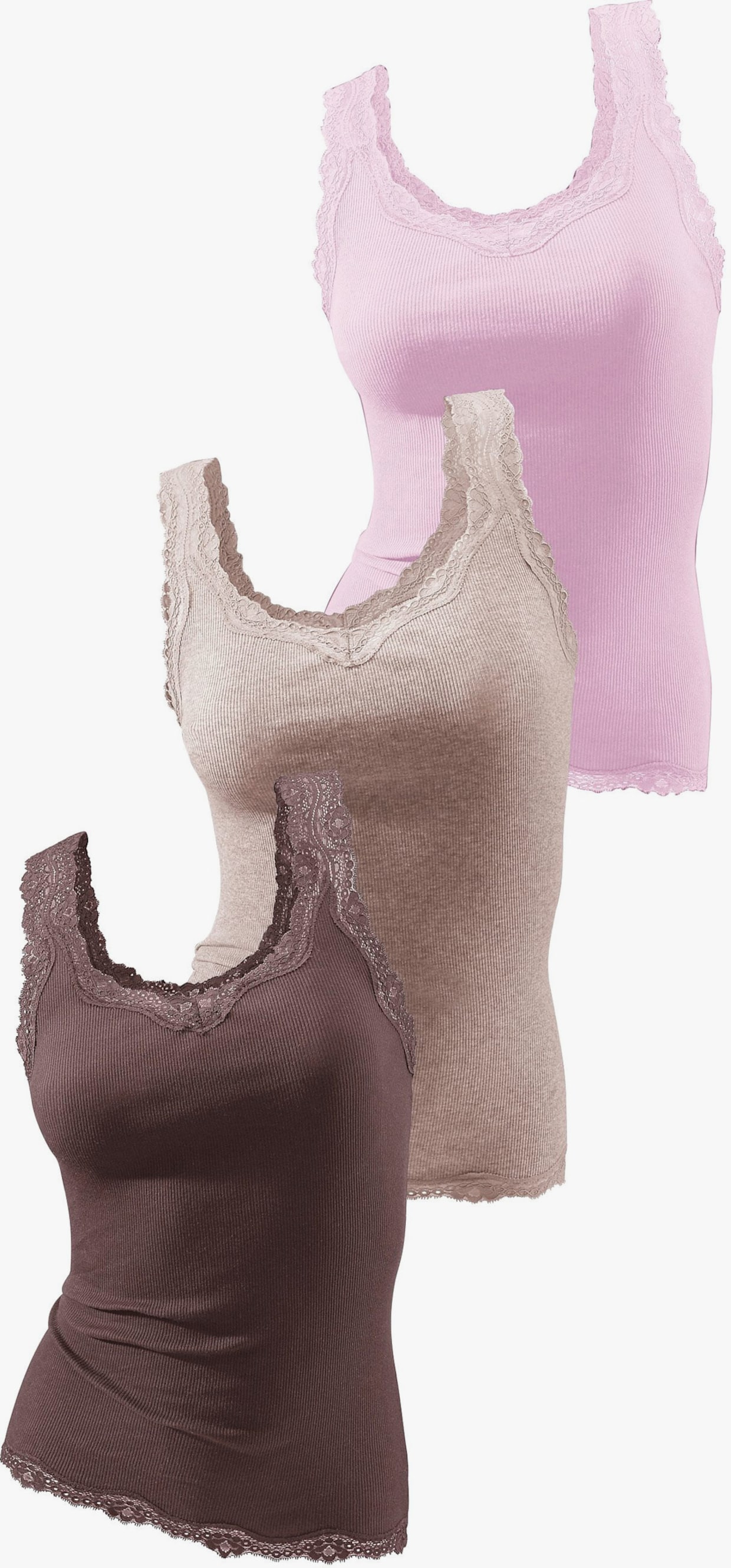 H.I.S Kanten top - roze, bruin, taupe