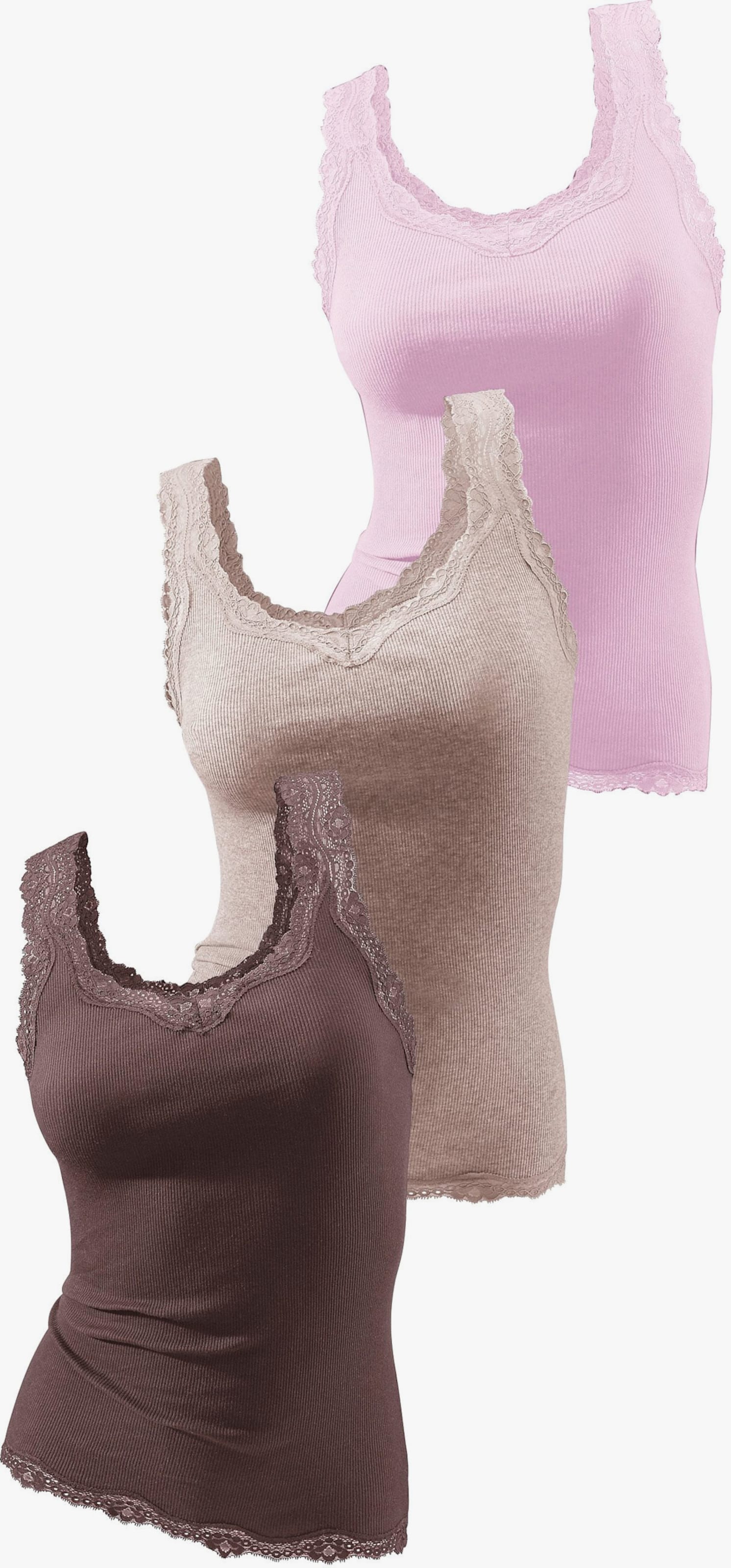 H.I.S Spitzentop - rosé, braun, taupe