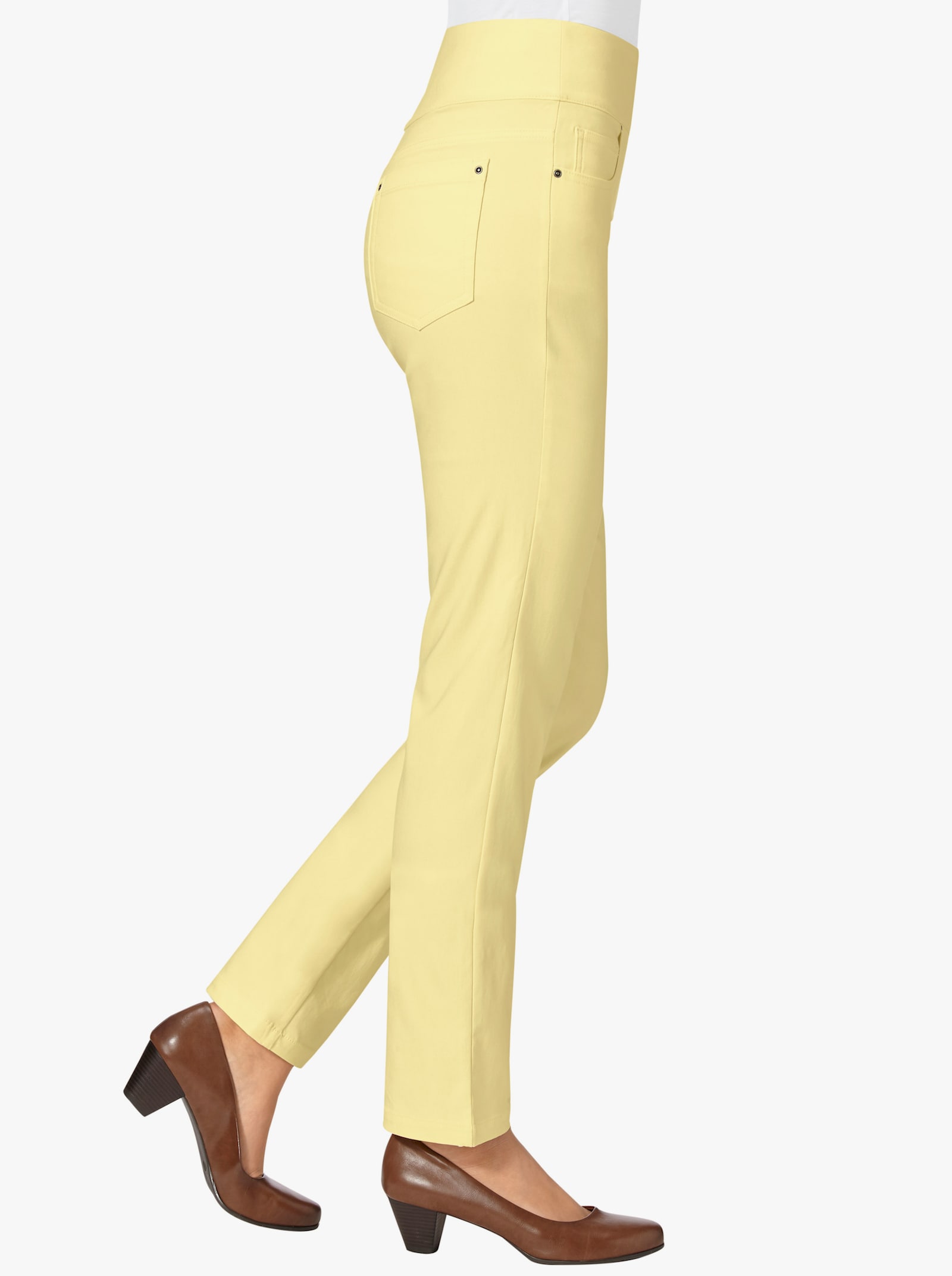 5-Pocket-Hose mit hohem Bund - vanillegelb