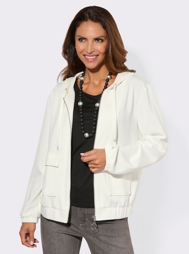 Sweatjacke mit Kapuze - ecru