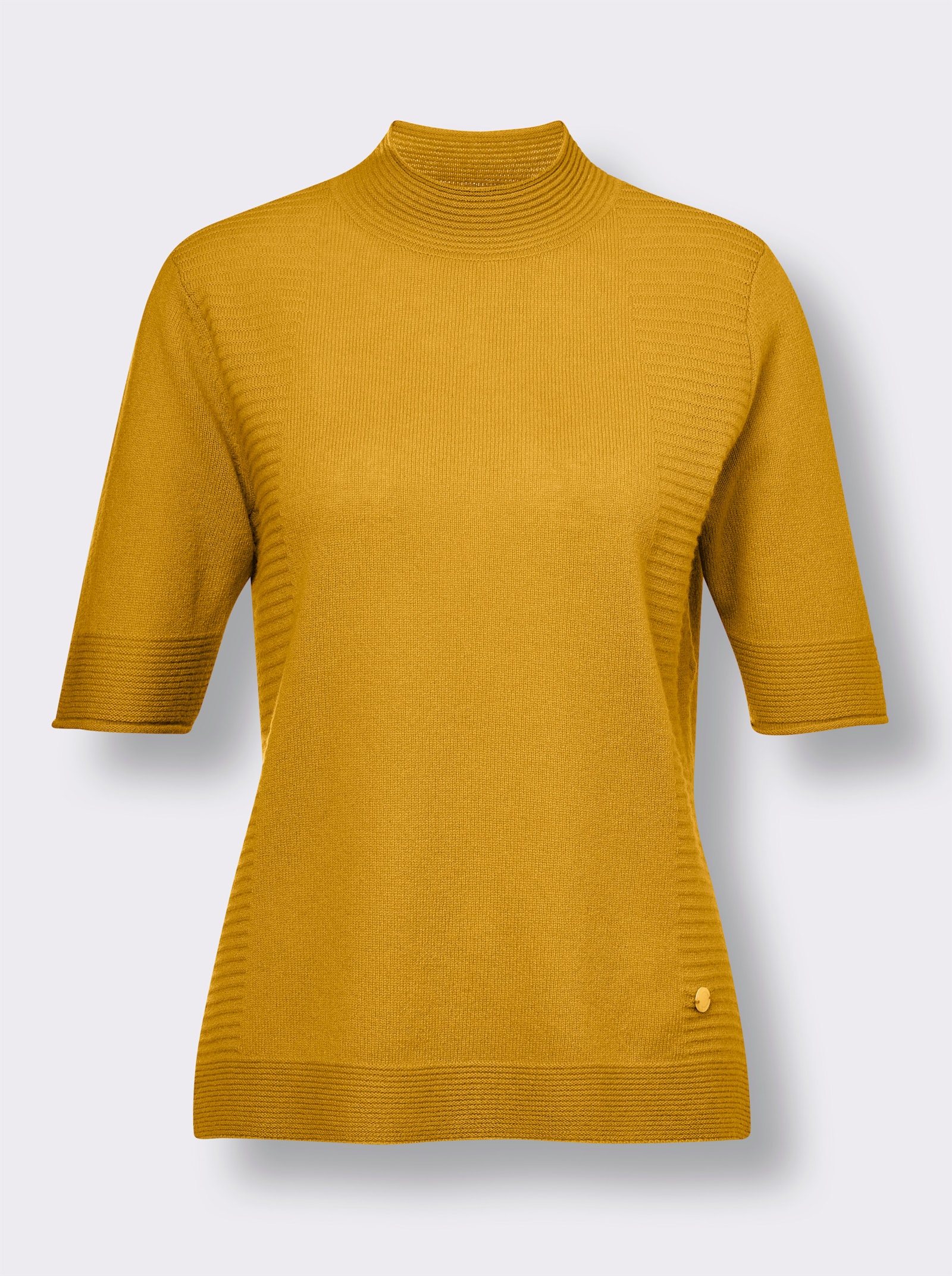 CREATION L PREMIUM Kaschmirpullover mit Stehkragen - ocker