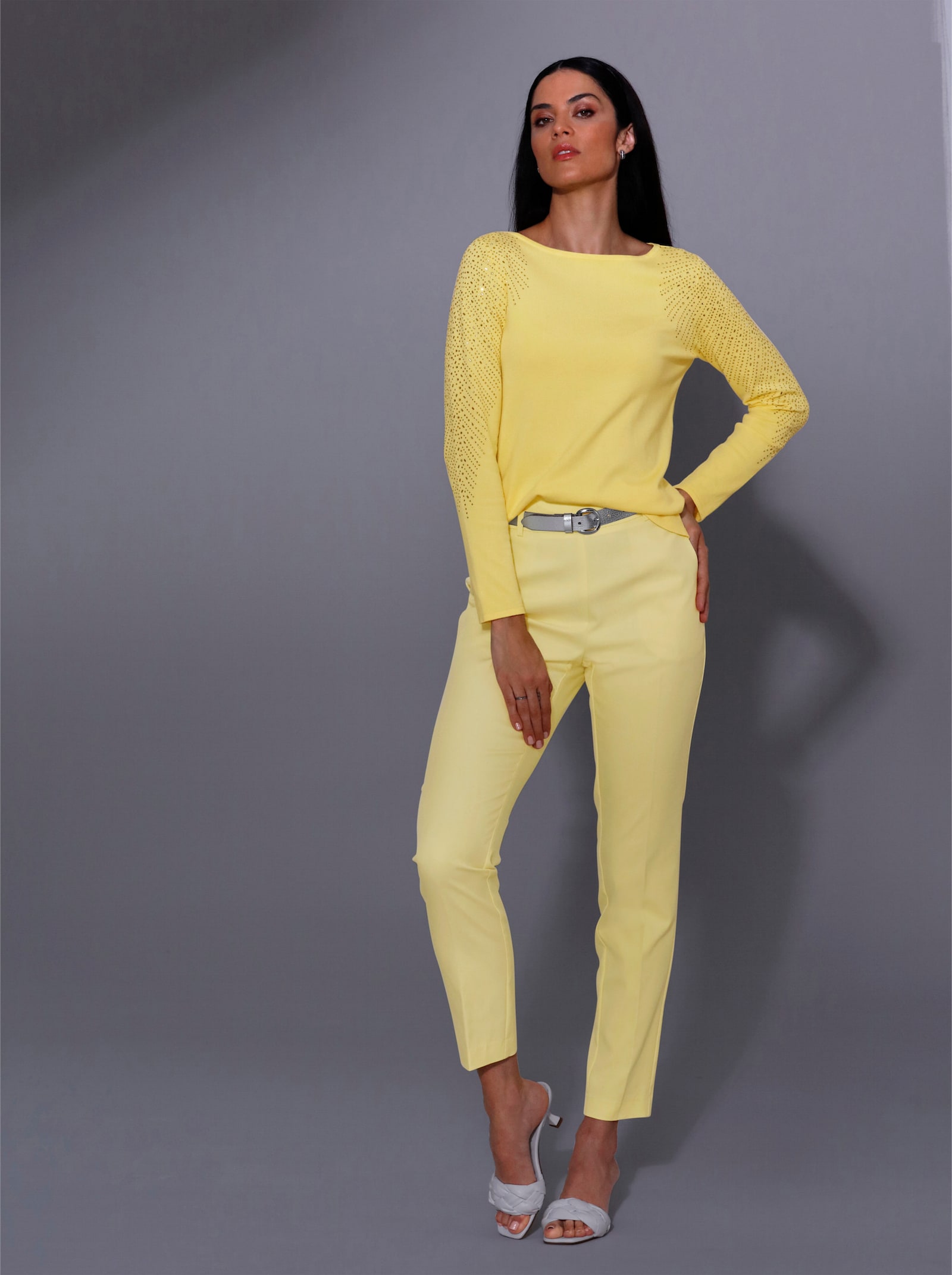 CREATION L PREMIUM 3/4 Arm-Pullover in Feinstrick-Qualität - zitrone