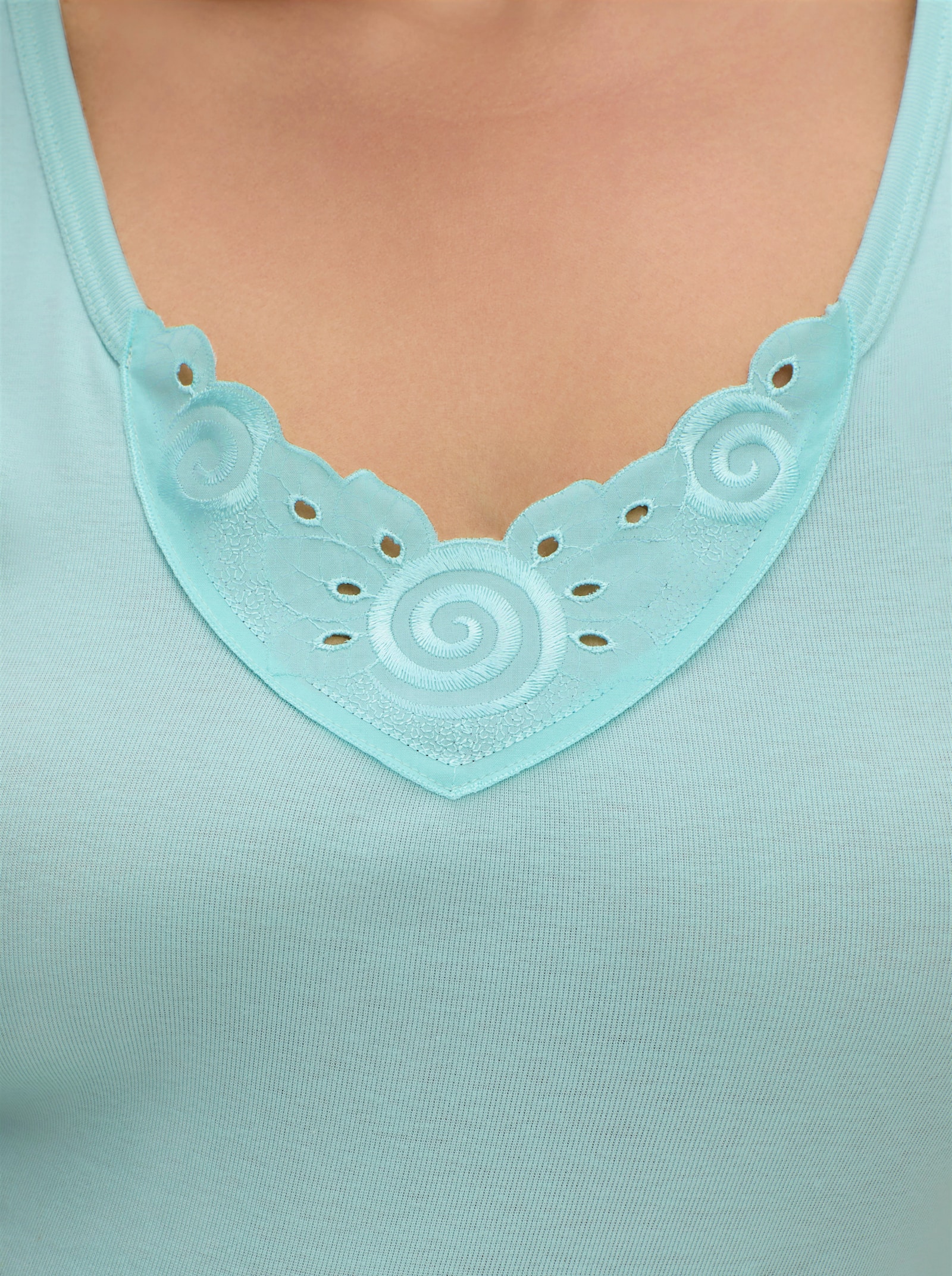 wäschepur Achselhemd mit verschiedenen Spitzen-Motiven - rosé + bleu + mint