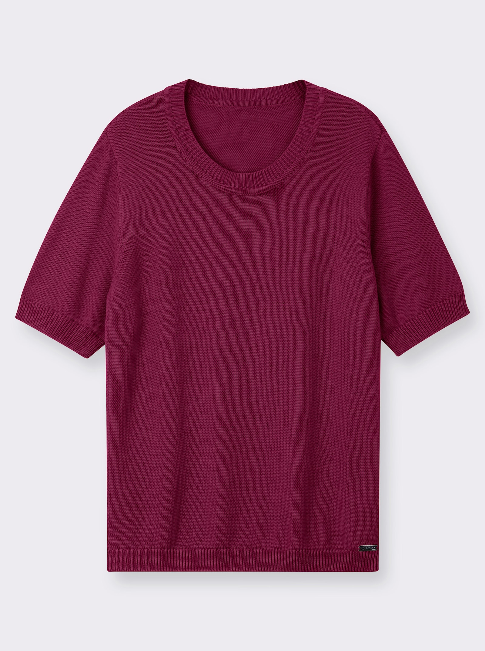 Kurzarmpullover mit Rippabschlüssen - fuchsia