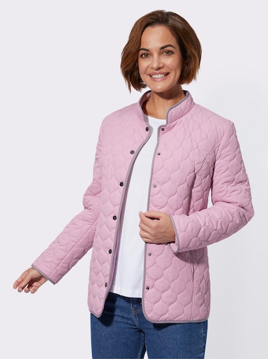 Steppjacke mit Kontrastpaspelierung - rosé