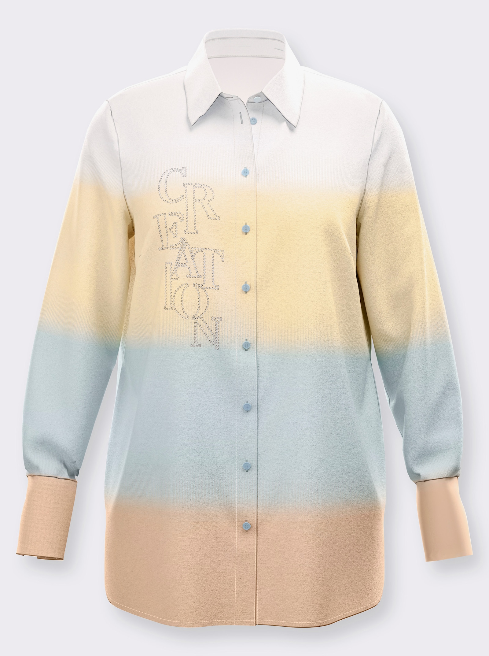 Longbluse - vanille-kalkmint-bedruckt