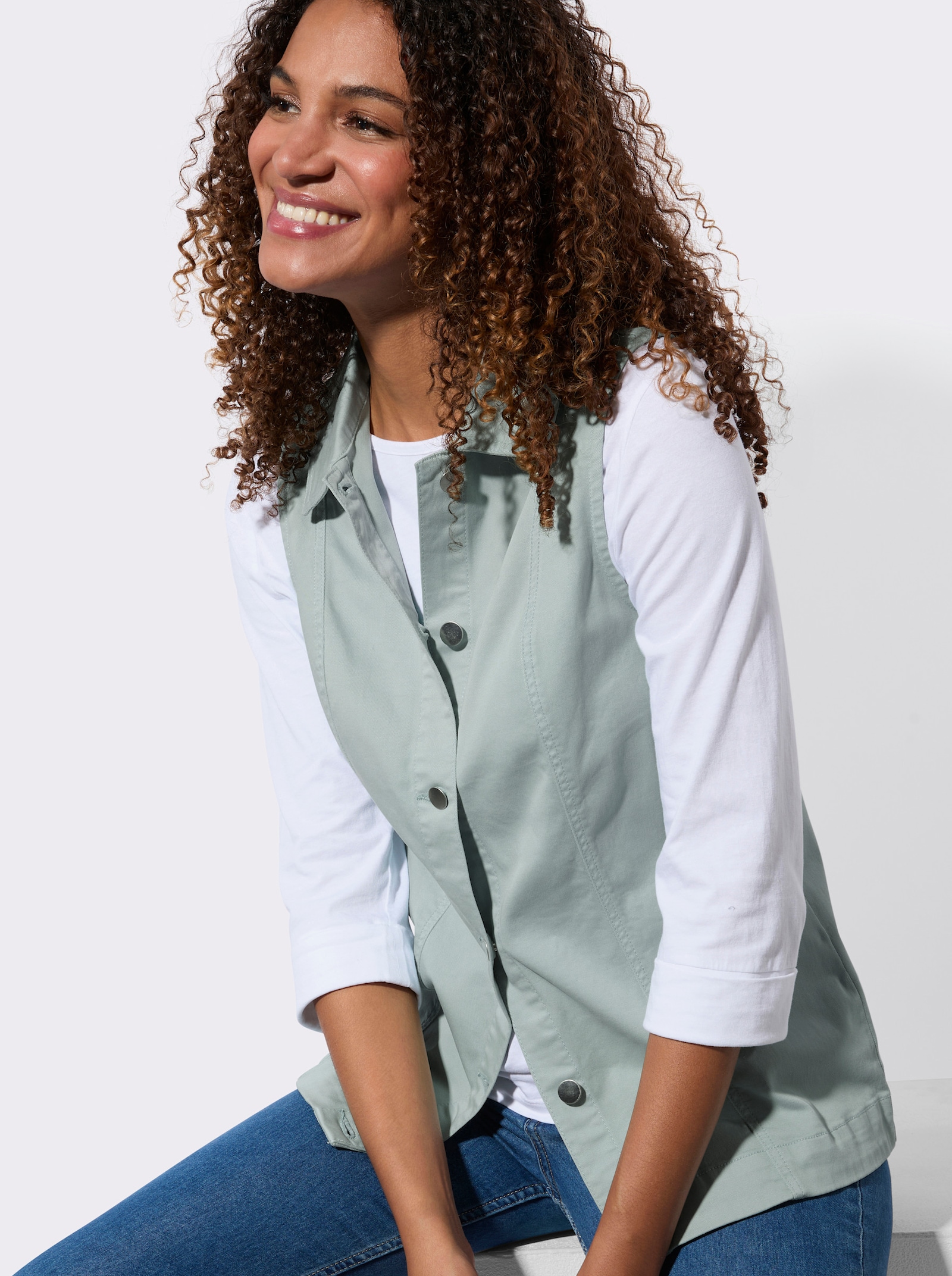Weste in Jeans-Optik - kalkmint