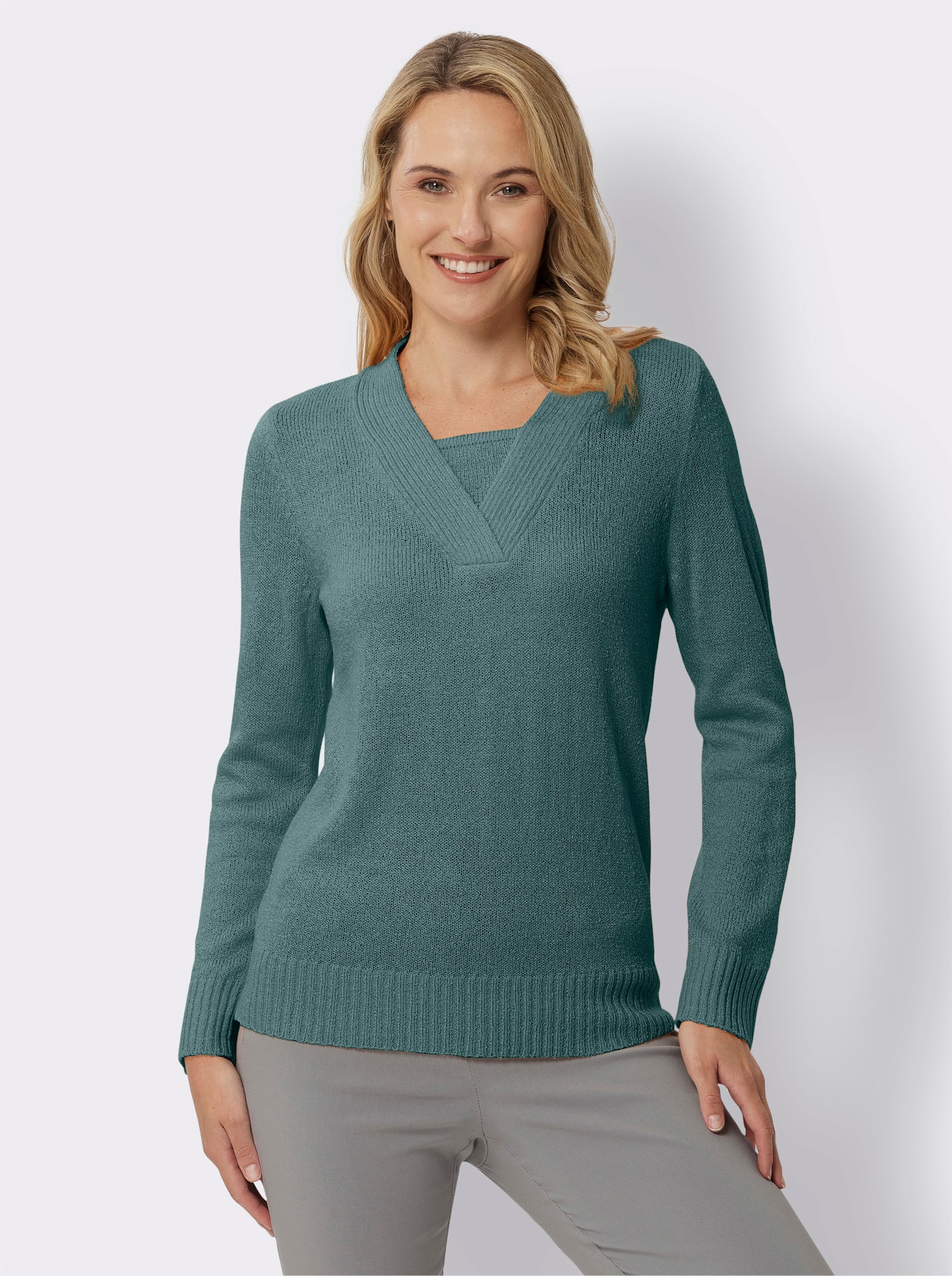 Pulóver, dlhé rukávy, dizajn 2v1 - nefritová