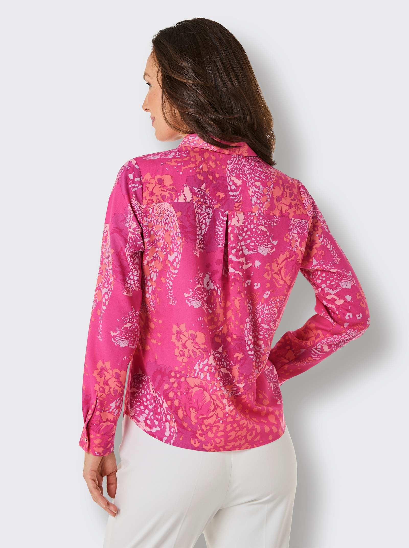 CREATION L PREMIUM Druckbluse in Lyocell-Qualität (TENCEL) - fuchsia-koralle-bedruckt