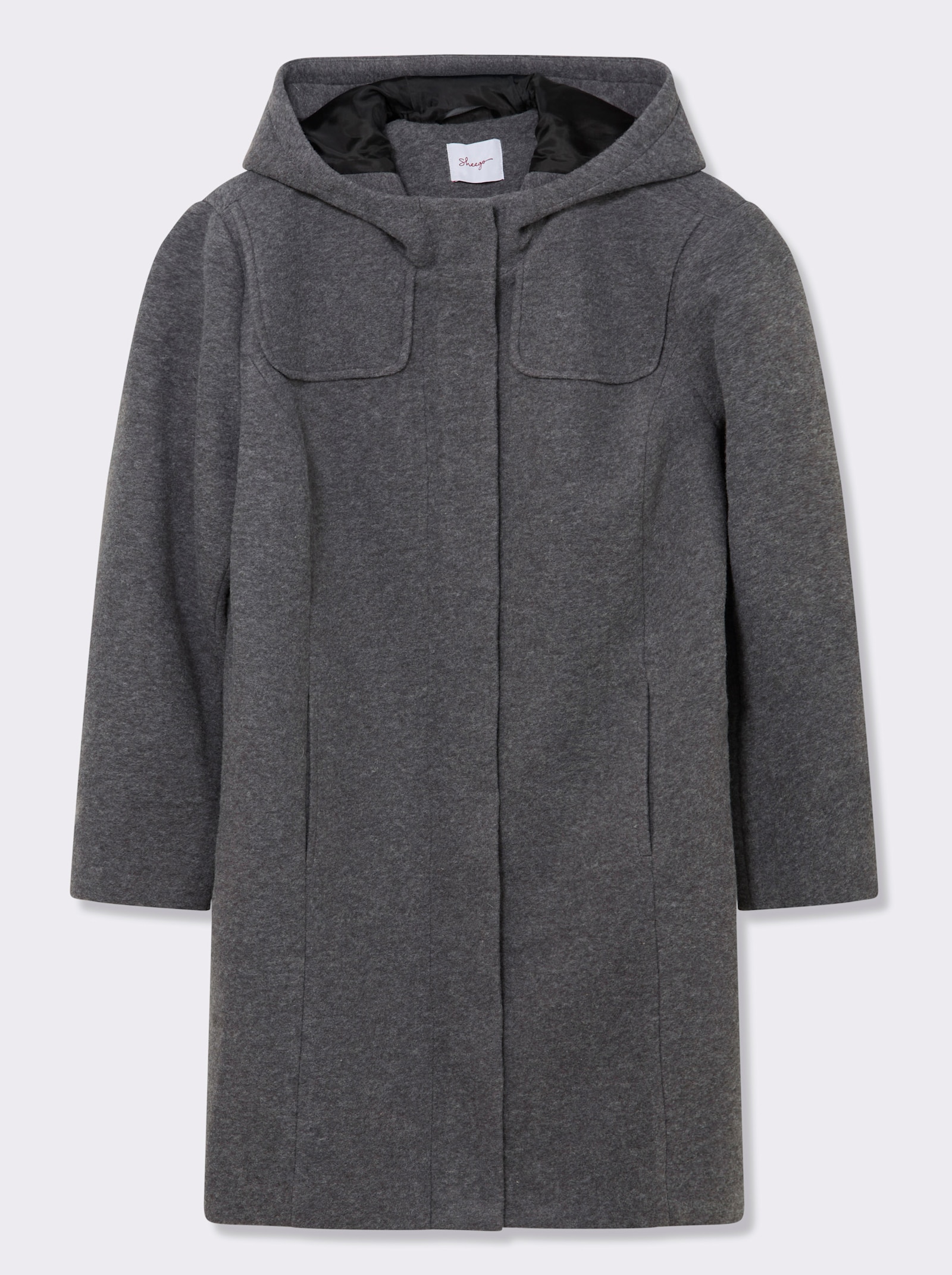 sheego Wintermantel mit verdecktem Gehschlitz - anthrazit-meliert