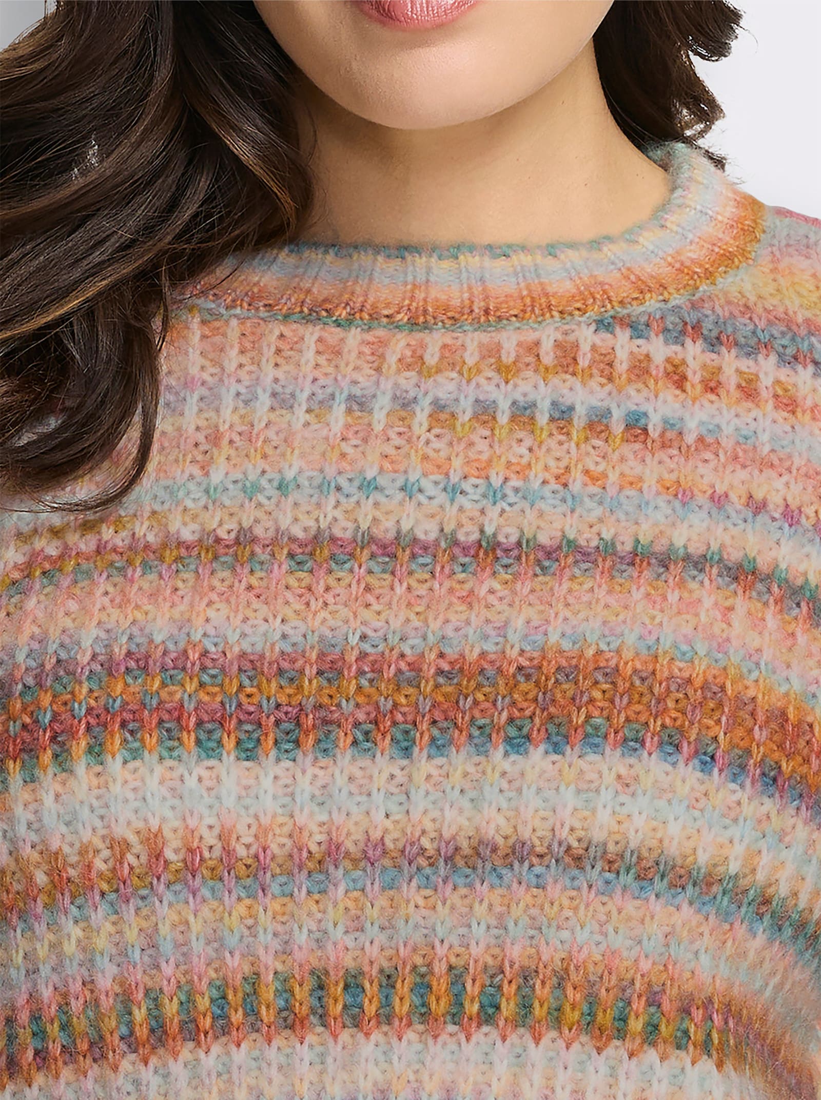 Pullover in flauschiger Ripp-Qualität - rotbraun-gemustert