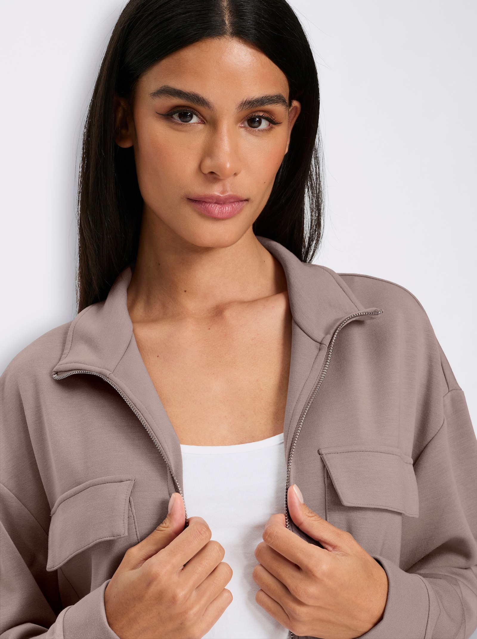heine Jacke mit Tunnelzug in der Taille - taupe
