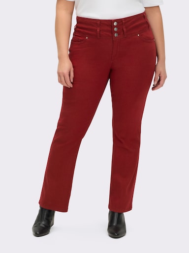 5-Pocket-Jeans mit dezent ausgestelltem Bein - dunkelrot