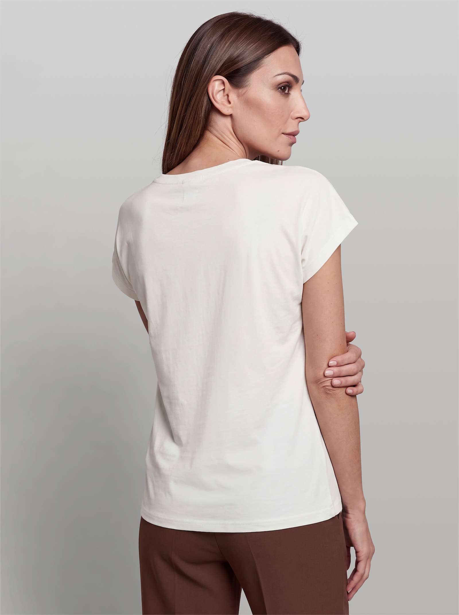 heine Kurzarmshirt mit Folienprint - ecru-rostrot
