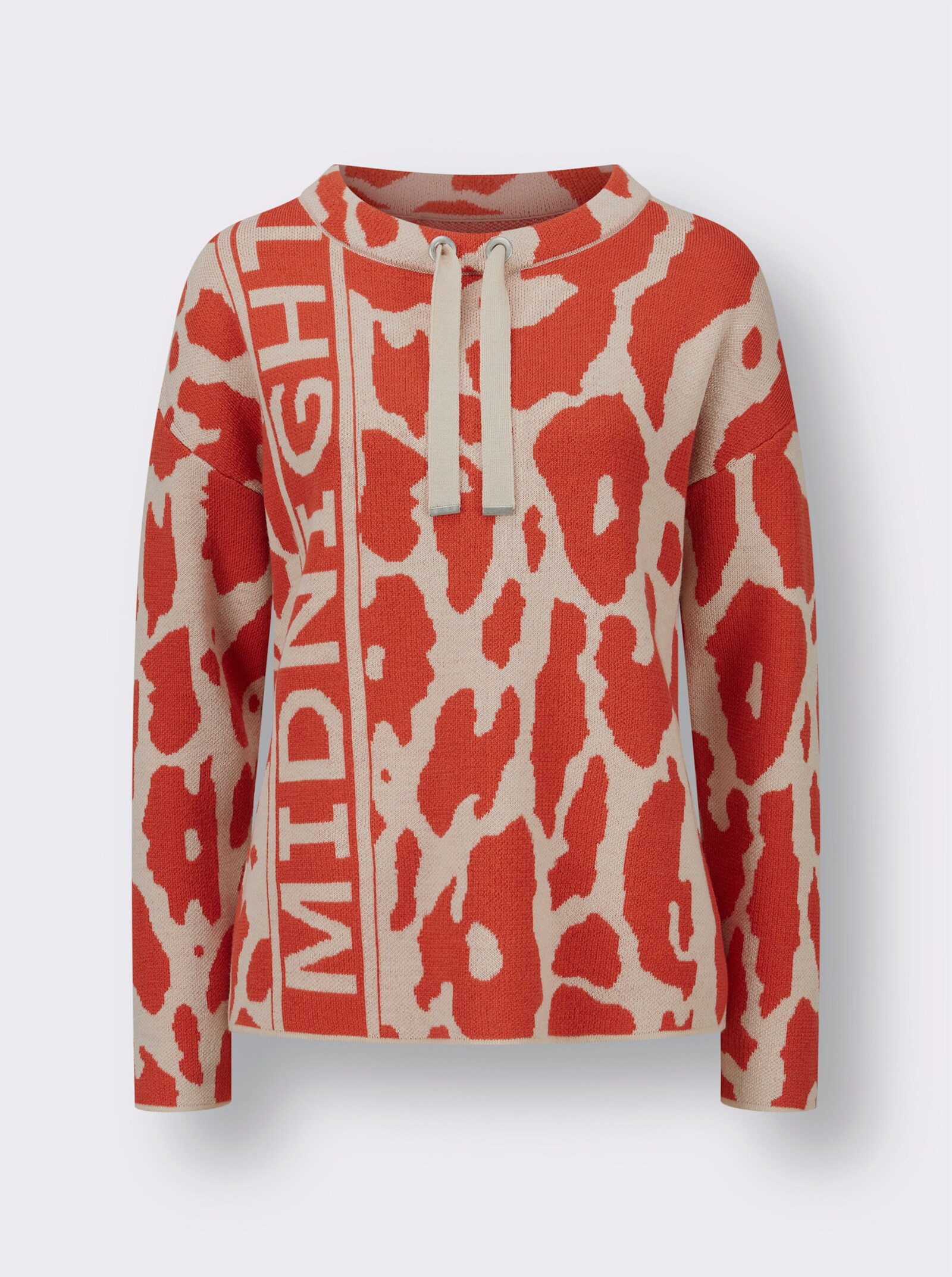  Jacquard-Pullover mit halsfernem Stehkragen - terra-sand