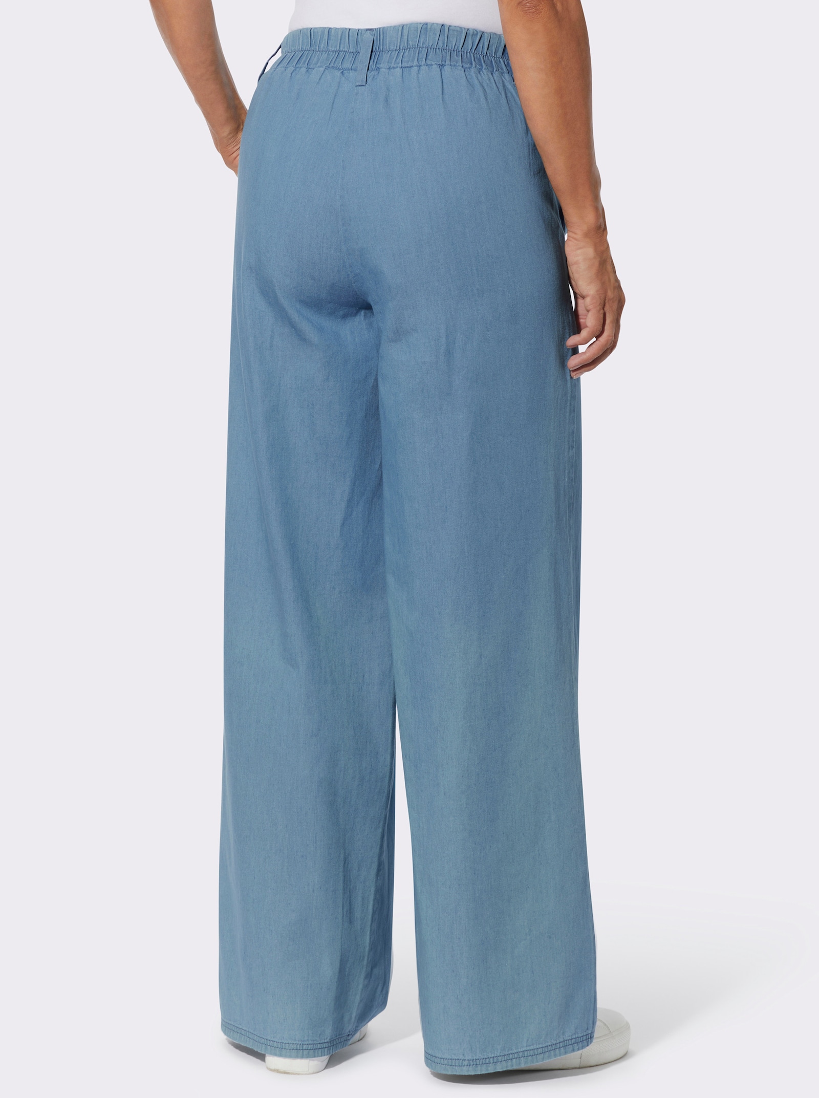 Palazzohose aus reiner Baumwolle - blue-bleached