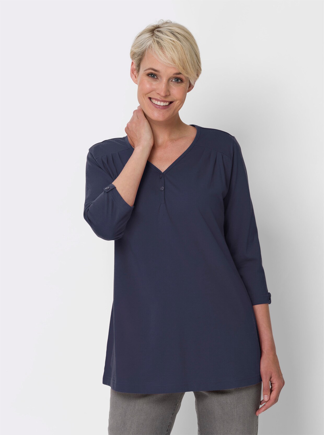Shirt met 3/4-mouw - nachtblauw