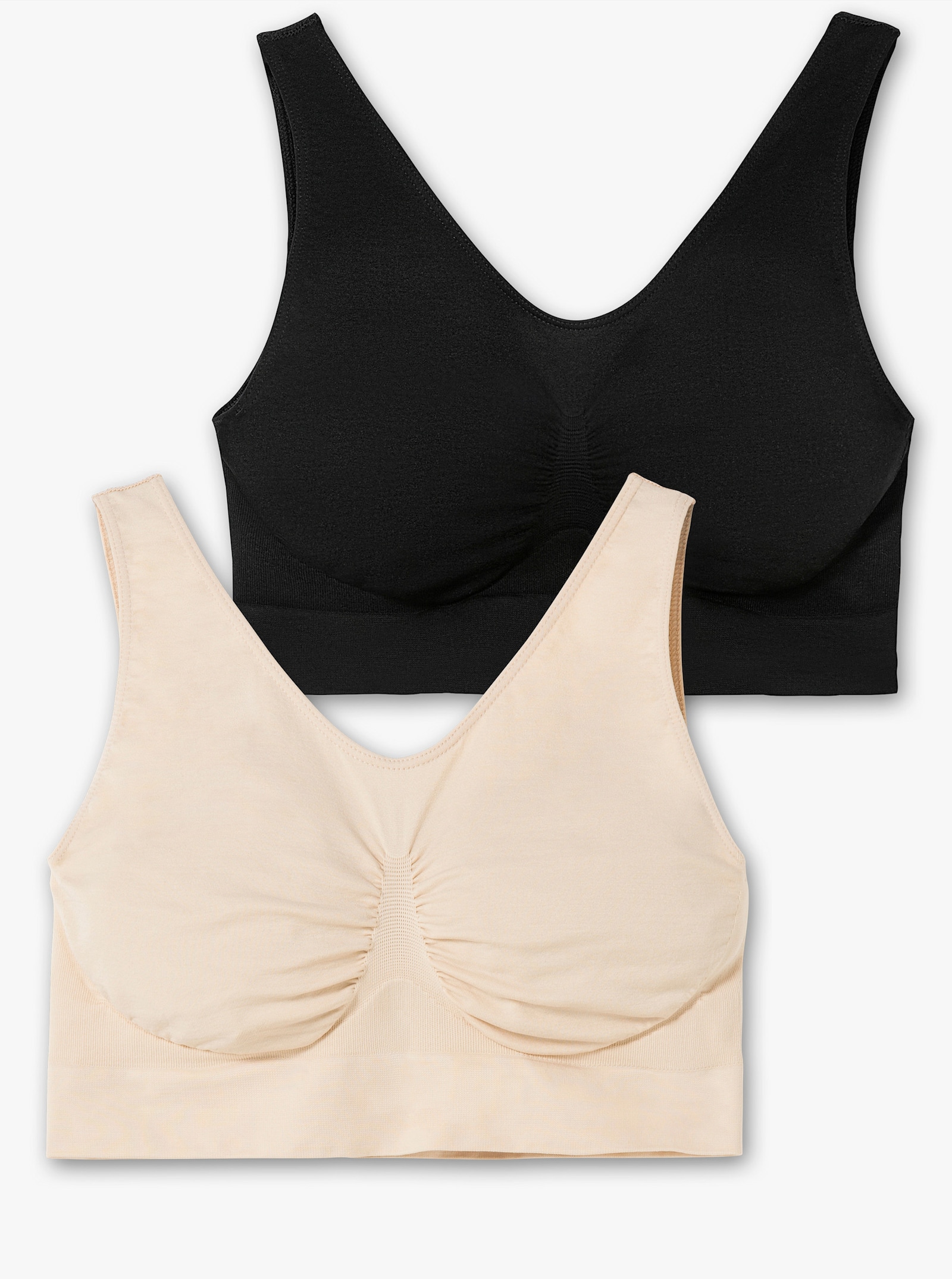 sheego T-Shirt-BH in Bustierform, Doppelpack - hautfarben+schwarz