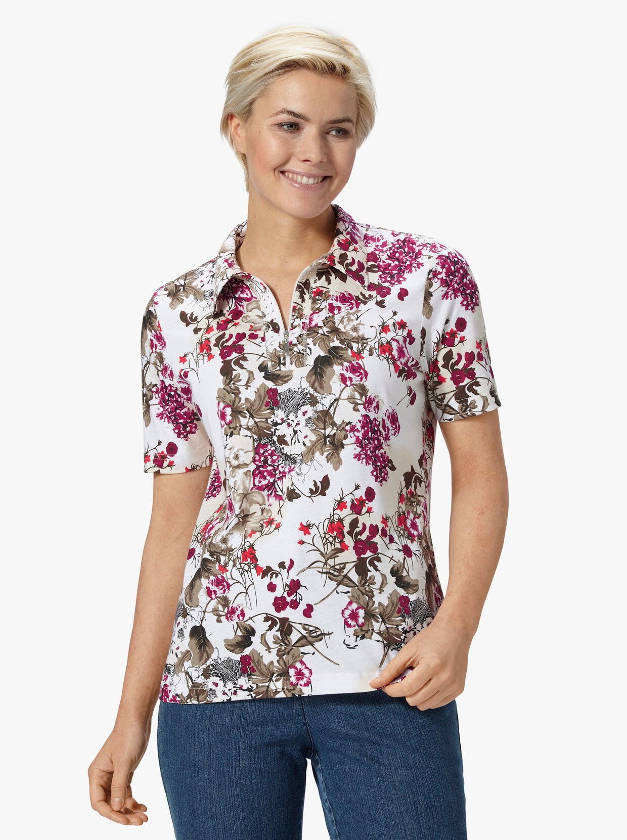 Poloshirt - fuchsia-gemustert