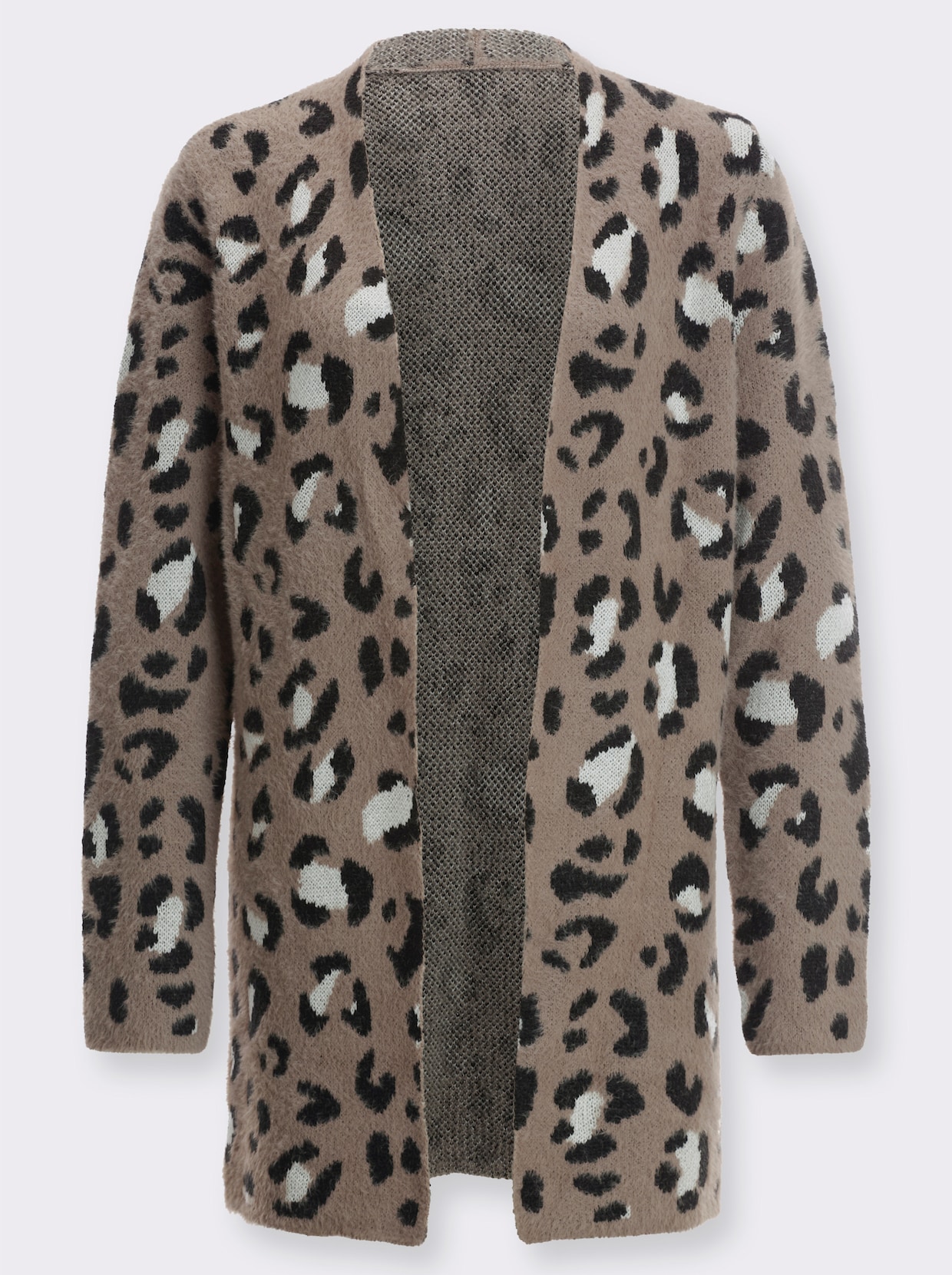Jacquardvest - taupe/zwart gedessineerd