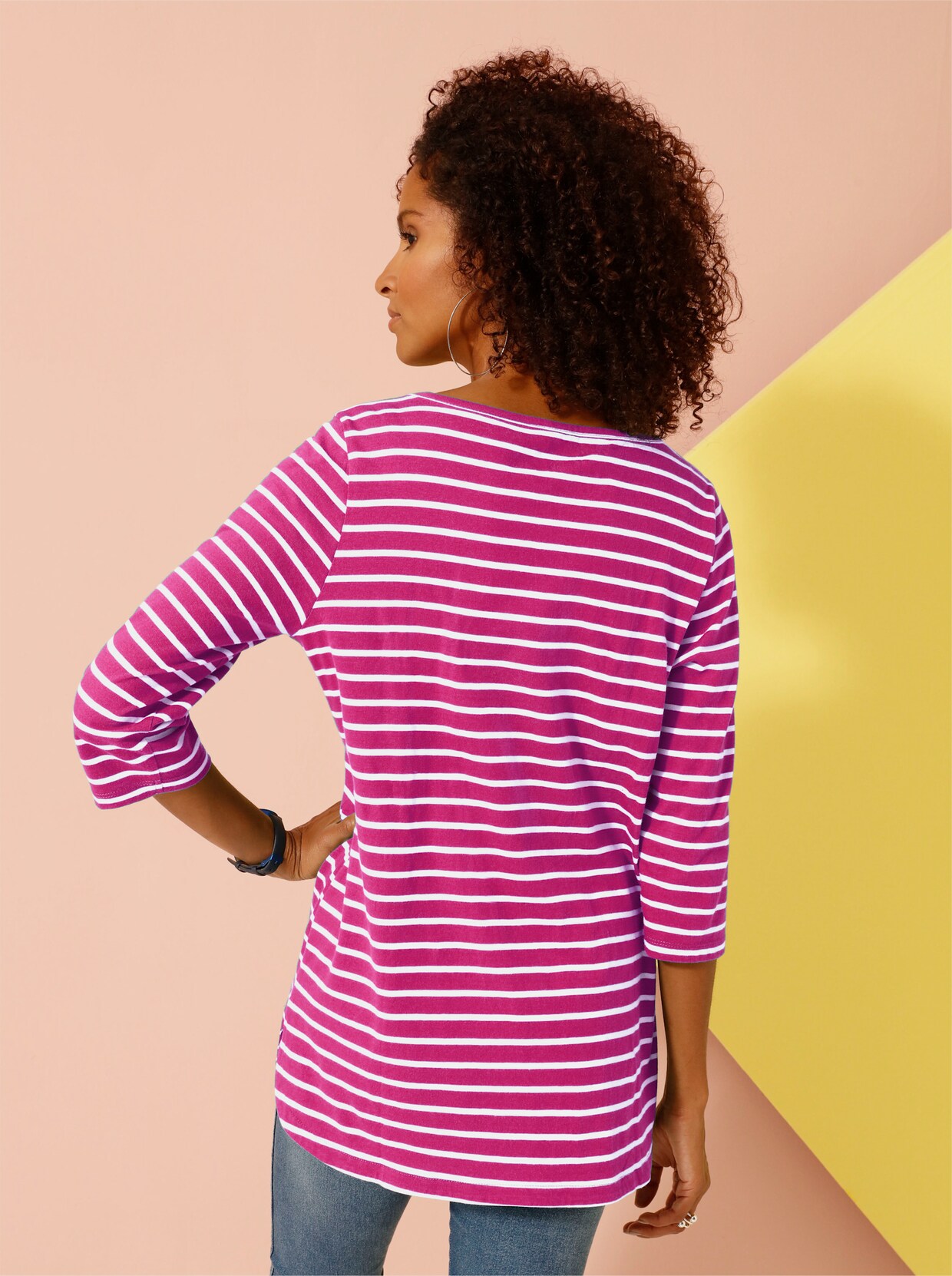 T-Shirt - magenta-geringelt