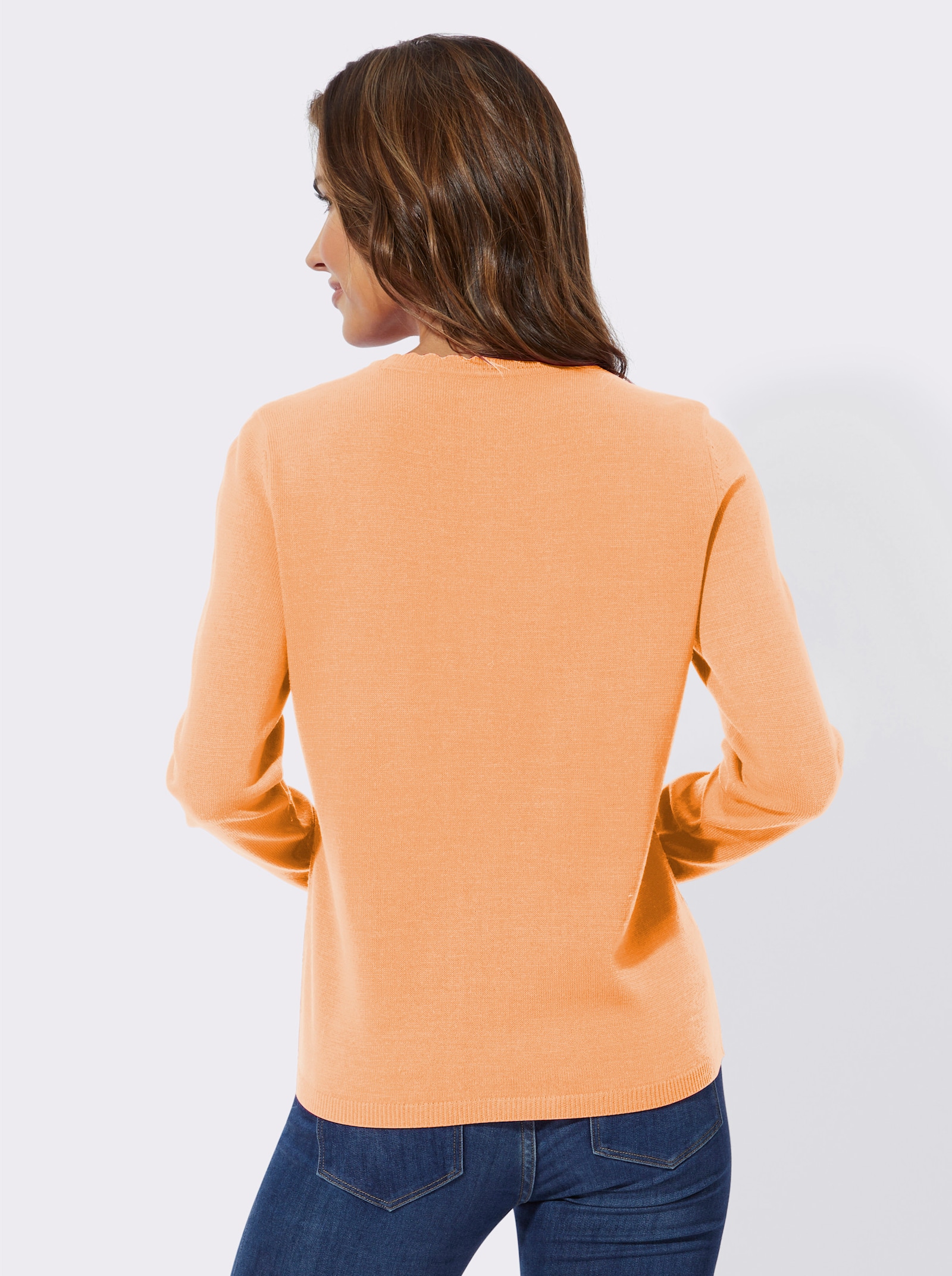Langarm-Pullover mit Ajour-Herzchen-Muster - apricot
