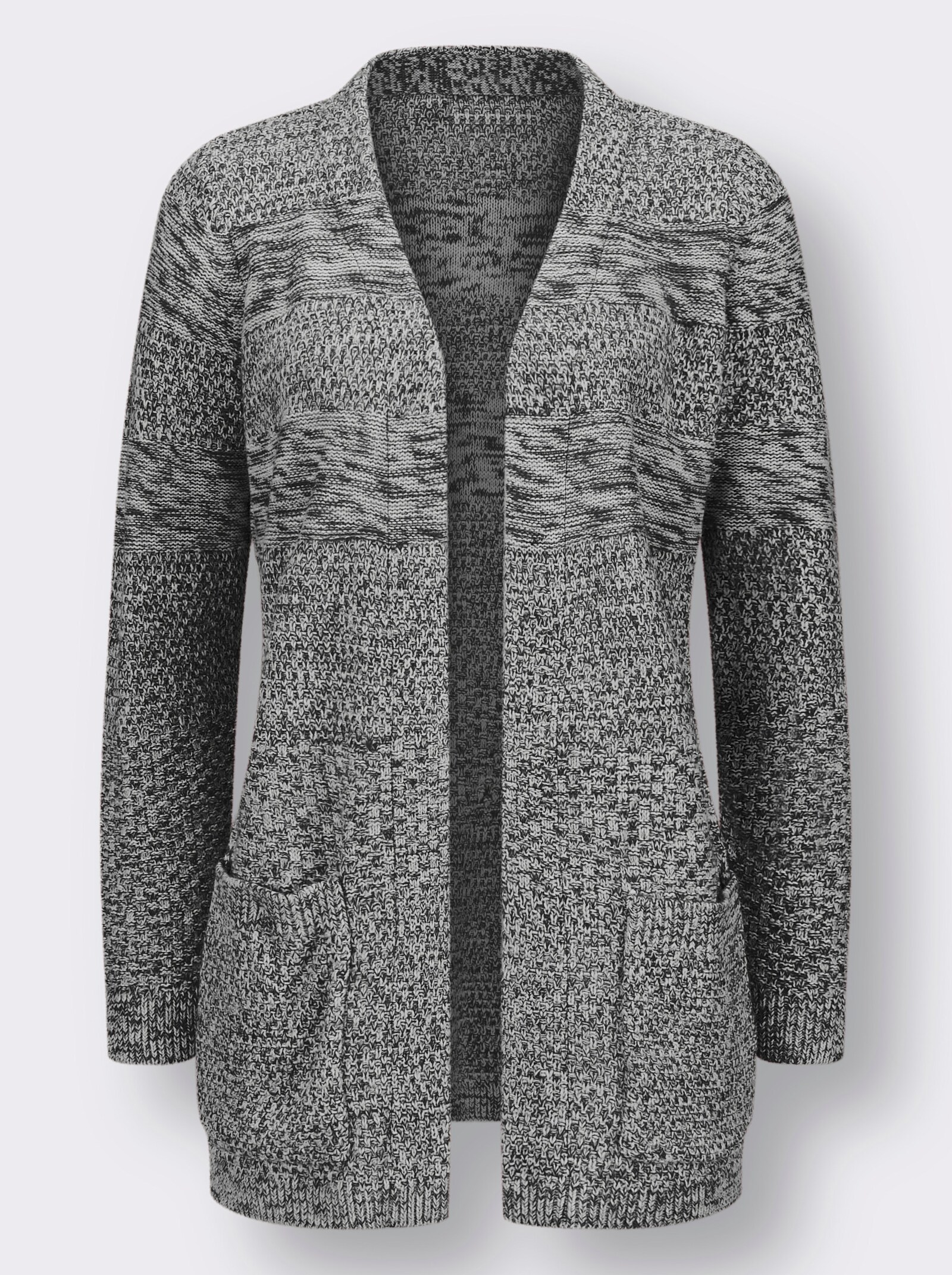 Vest in gemêleerde look - zwart/ecru gemêleerd