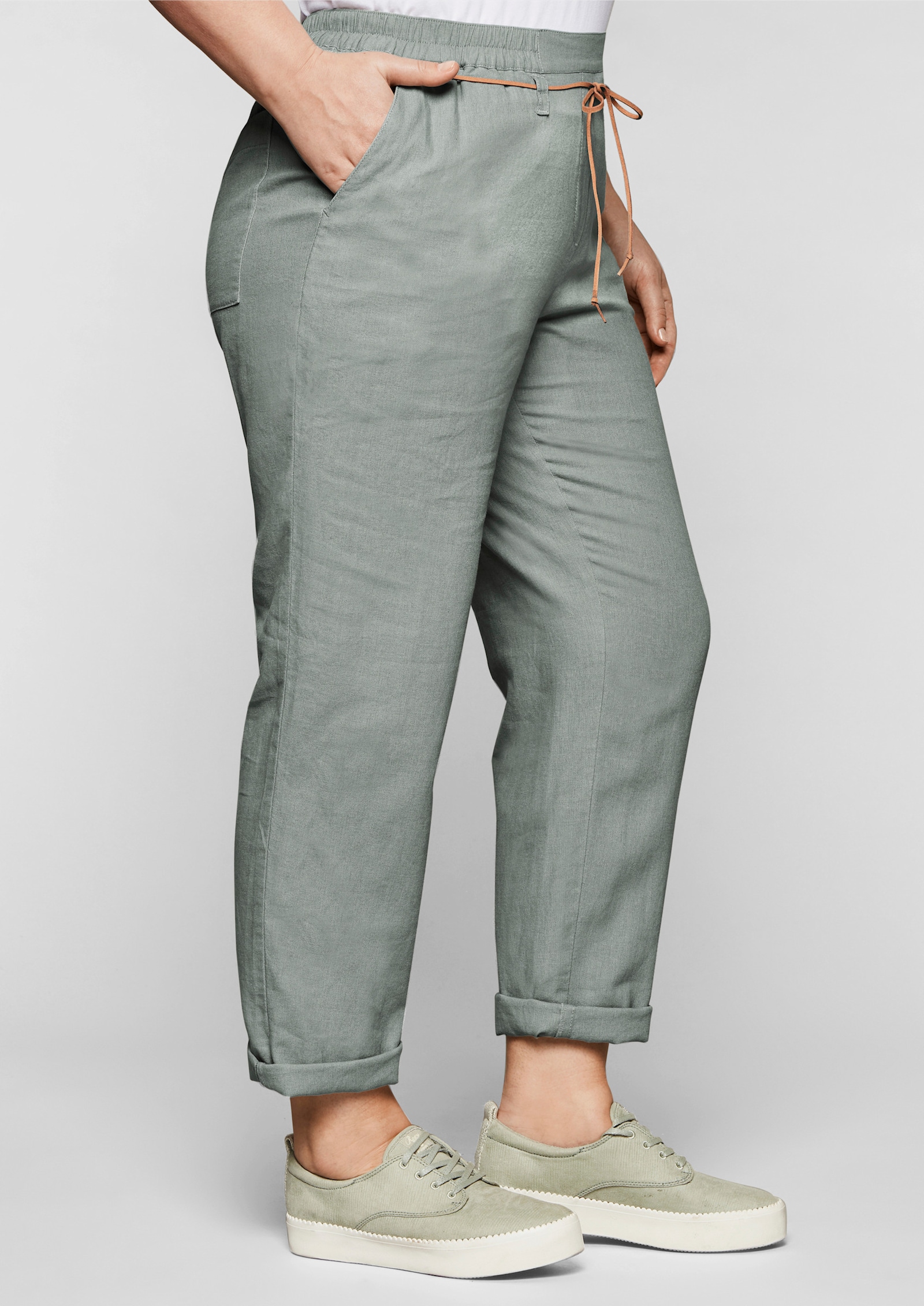 sheego Comfortbroek in linnenmix - eucalyptus