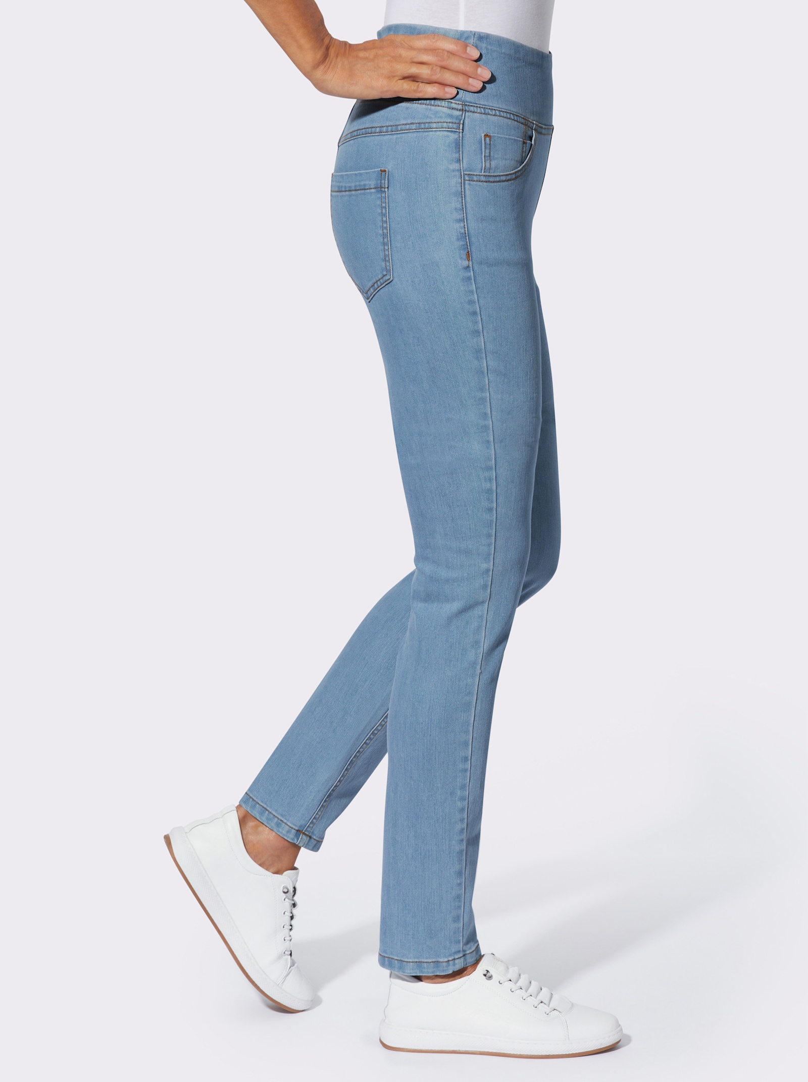 Jeans mit seitlichem Reißverschluss - blue-bleached